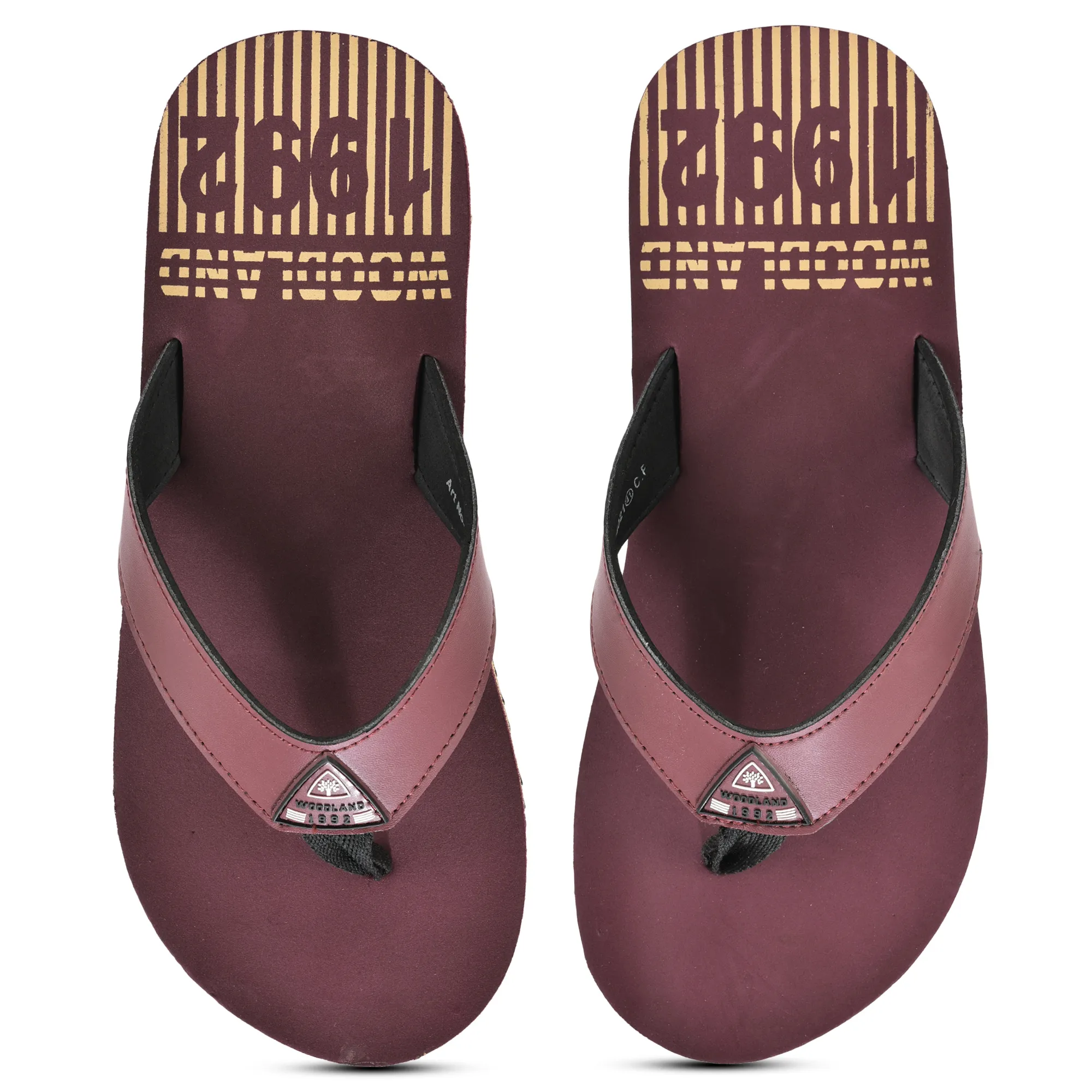 Woodland Lightweight Maroon Flip-Flops for Men - Thumbnail 4
