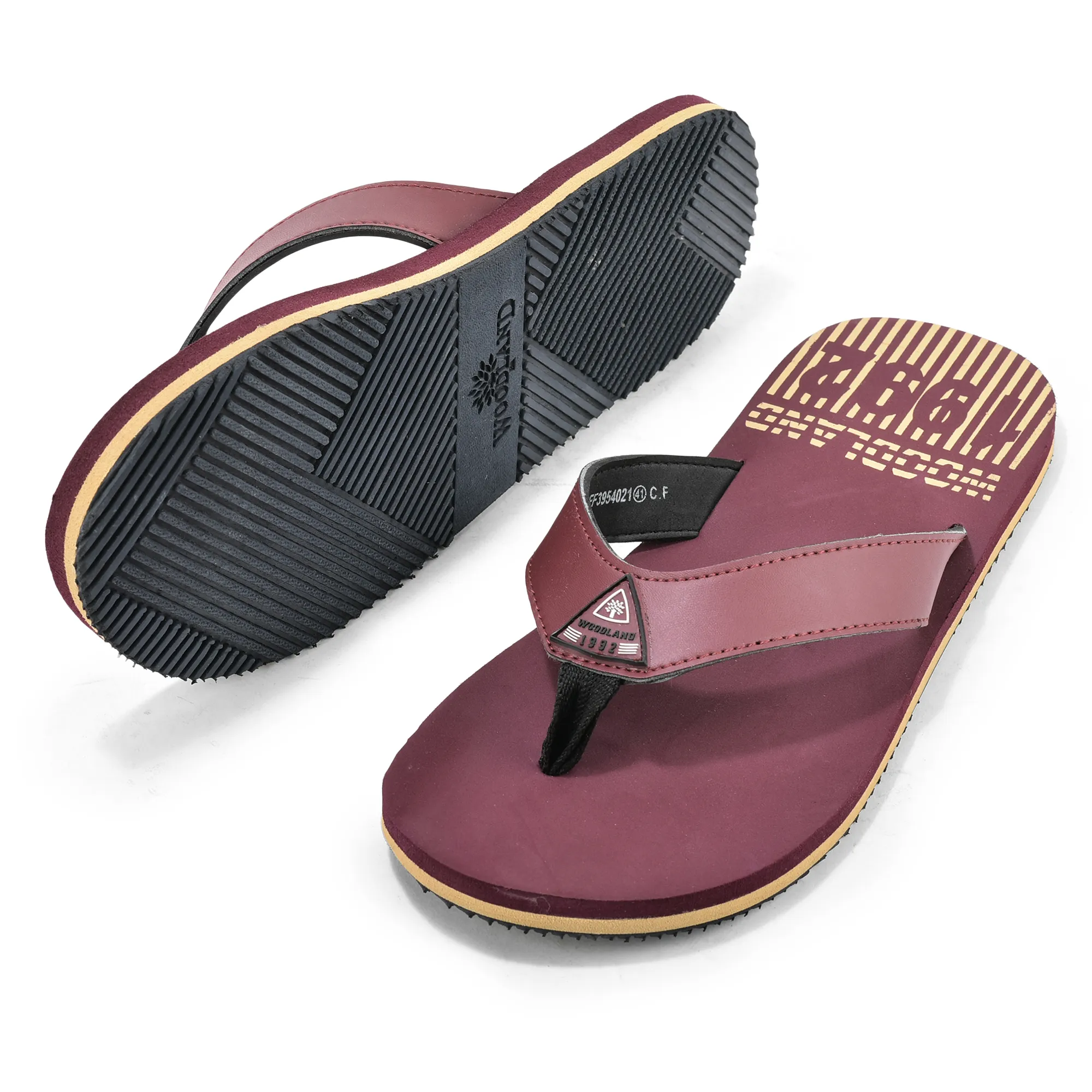 Woodland Lightweight Maroon Flip-Flops for Men - Thumbnail 5