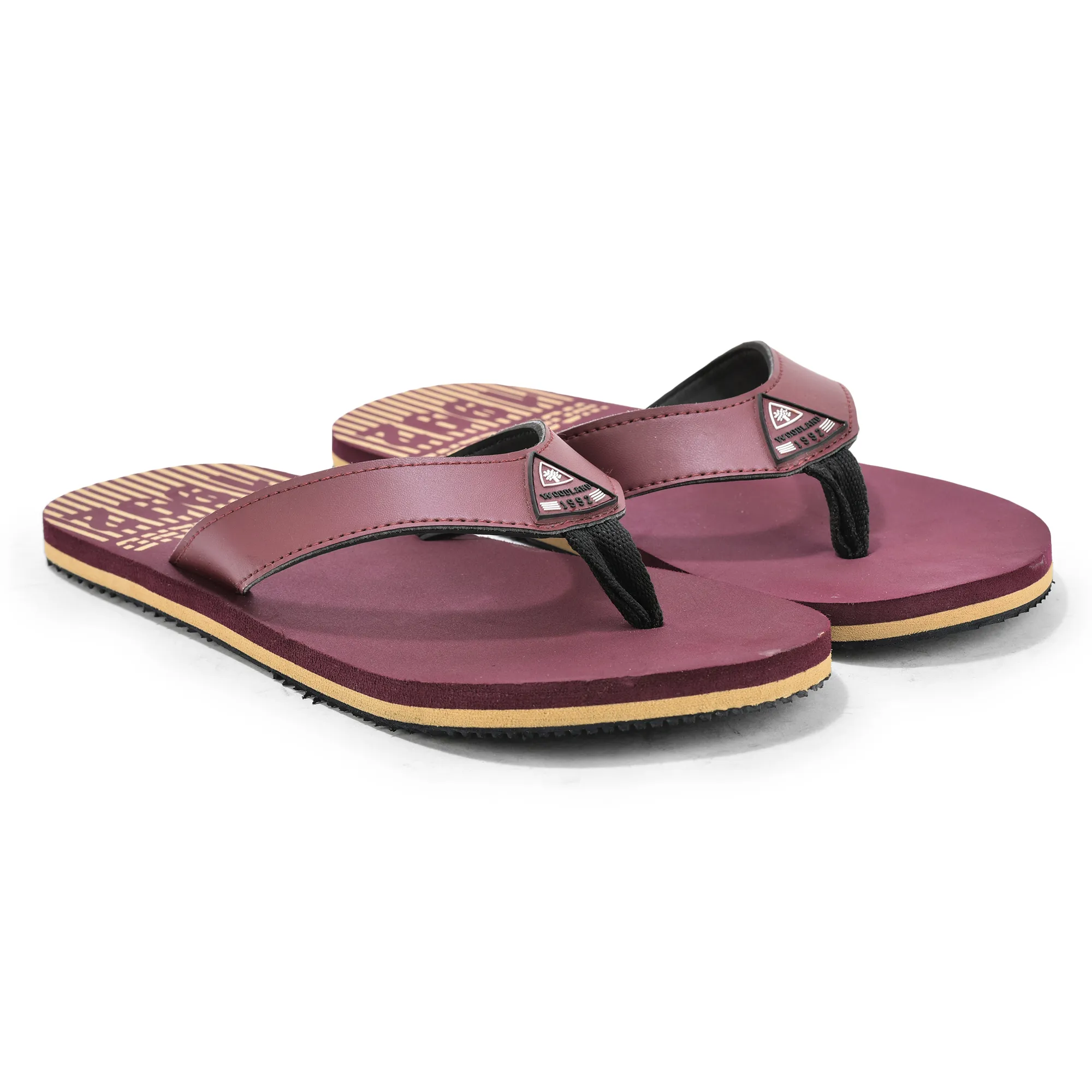 Woodland Lightweight Maroon Flip-Flops for Men - Thumbnail 7