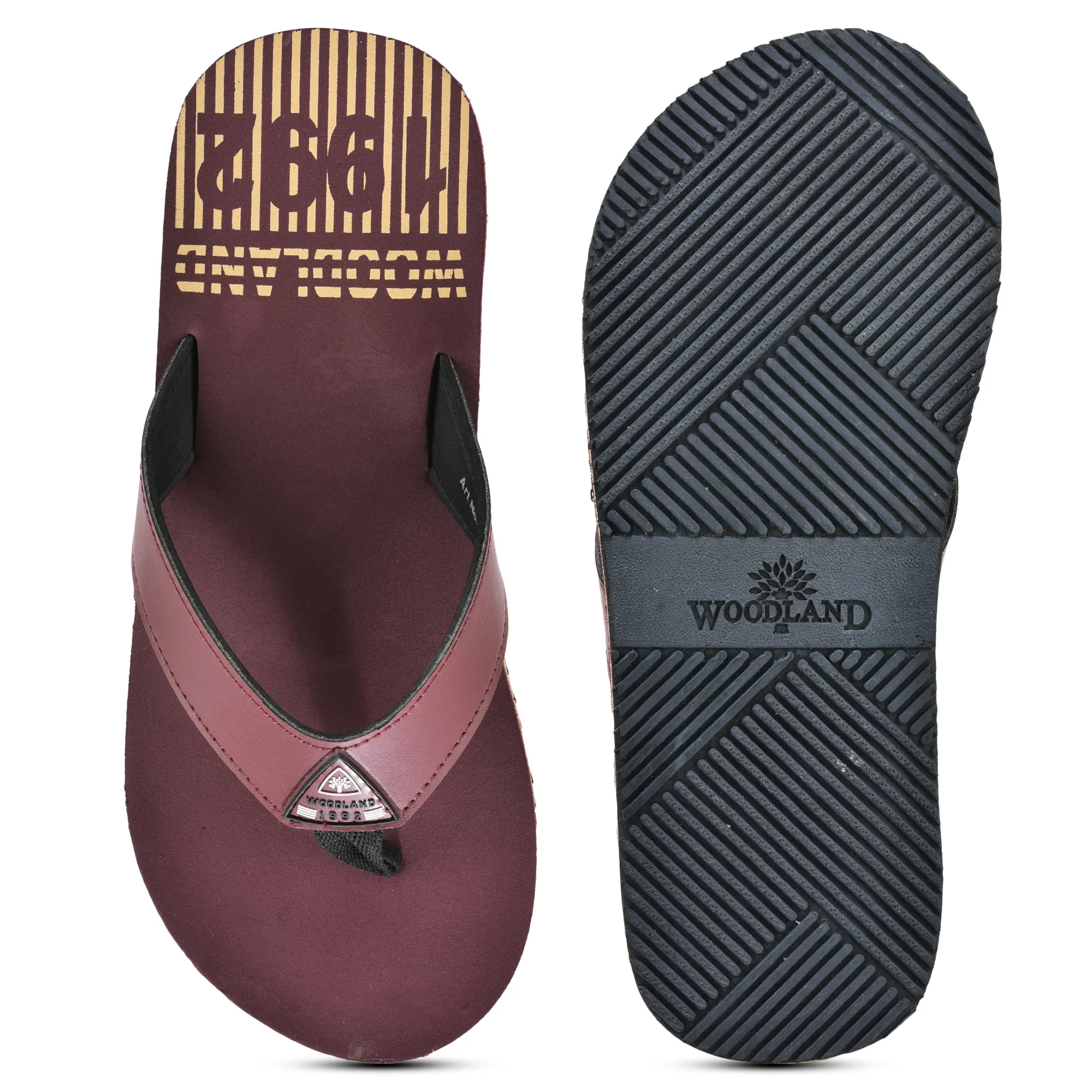 Woodland Lightweight Maroon Flip-Flops for Men - Thumbnail 8