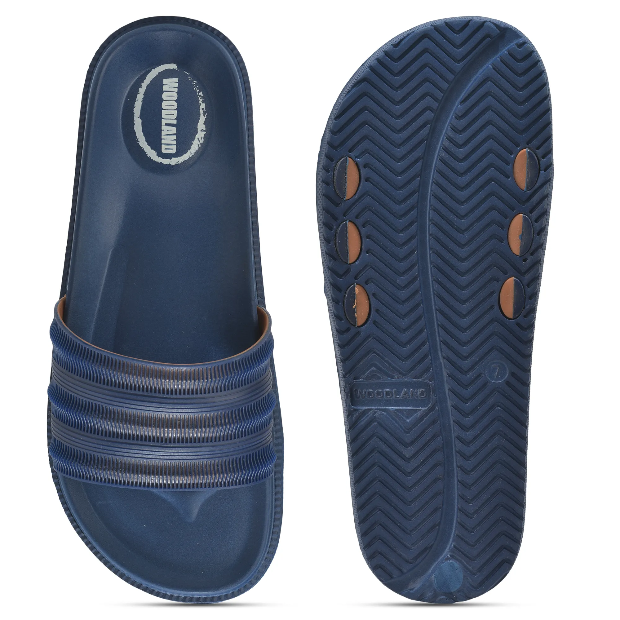 Woodland Men’s EVA Flip Flops – Navy/Orange - Thumbnail 9
