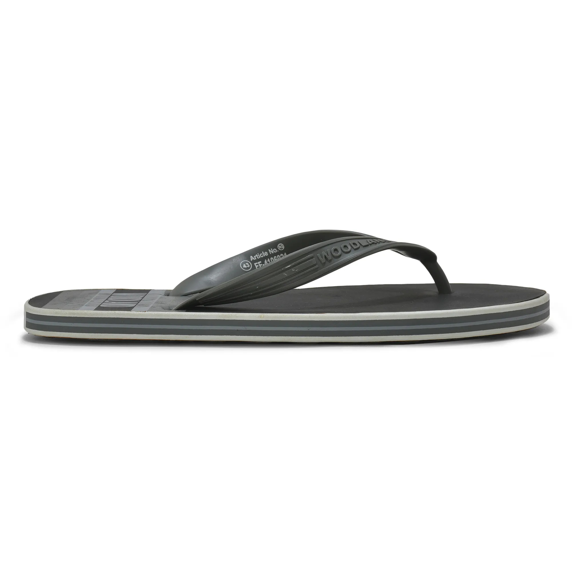Woodland Men Black Striped Comfort Flip Flop - Image 1