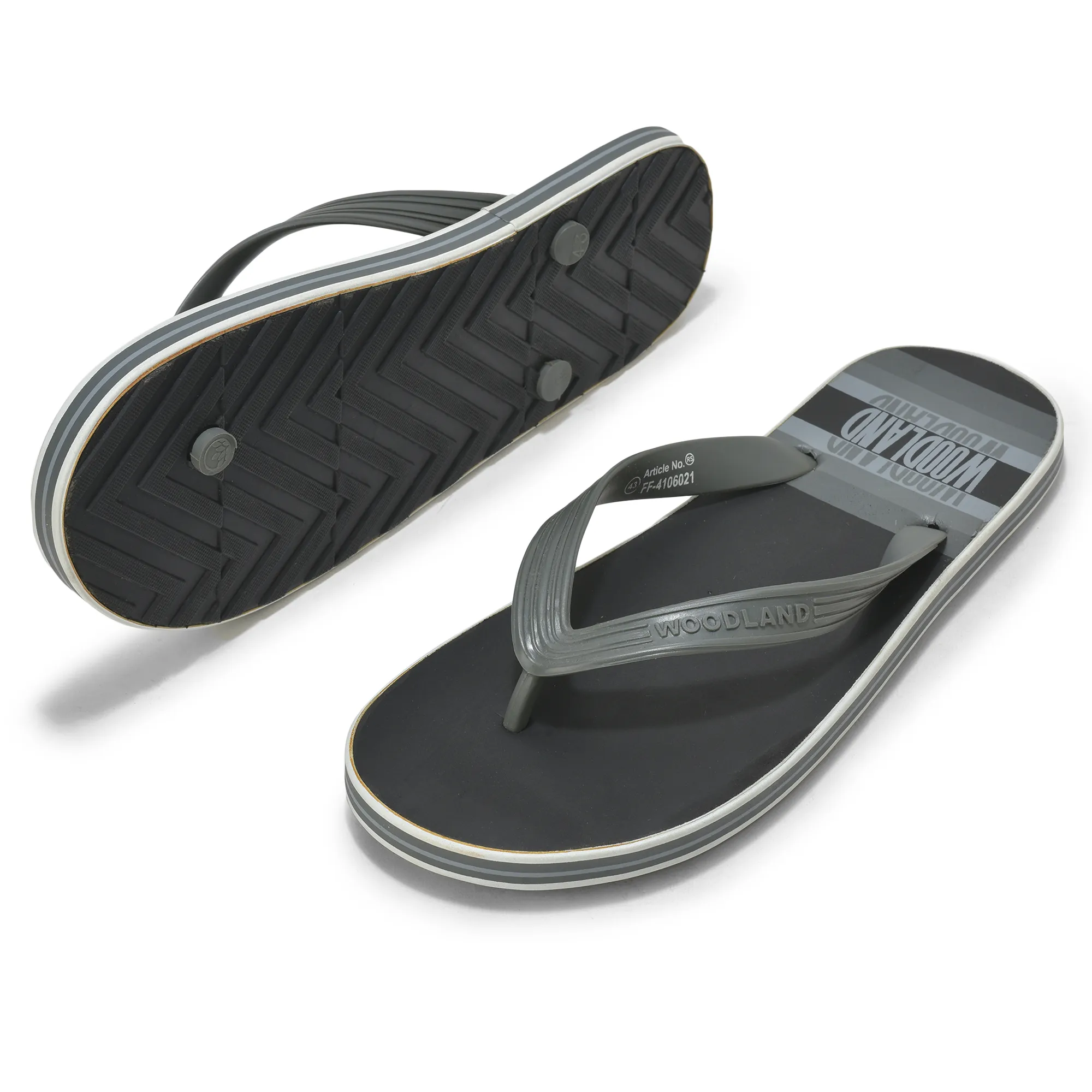 Woodland Men Black Striped Comfort Flip Flop - Thumbnail 4