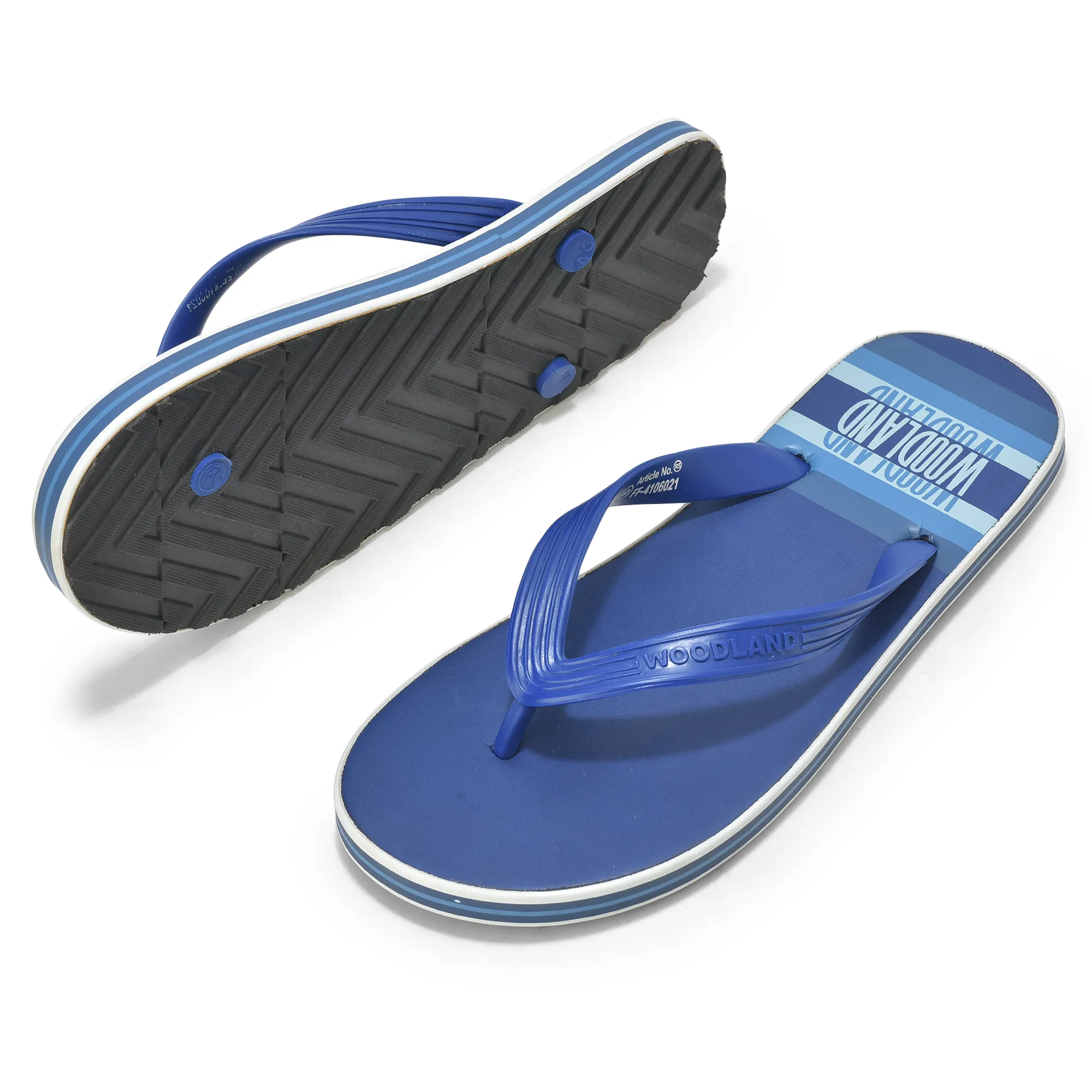 Woodland Men Blue Striped Comfort Flip Flop - Thumbnail 5