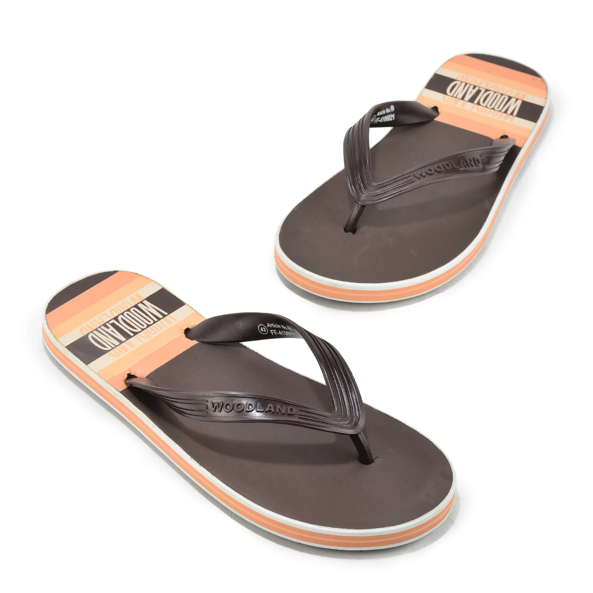 Woodland Men Brown Striped Comfort Flip Flop - Thumbnail 2