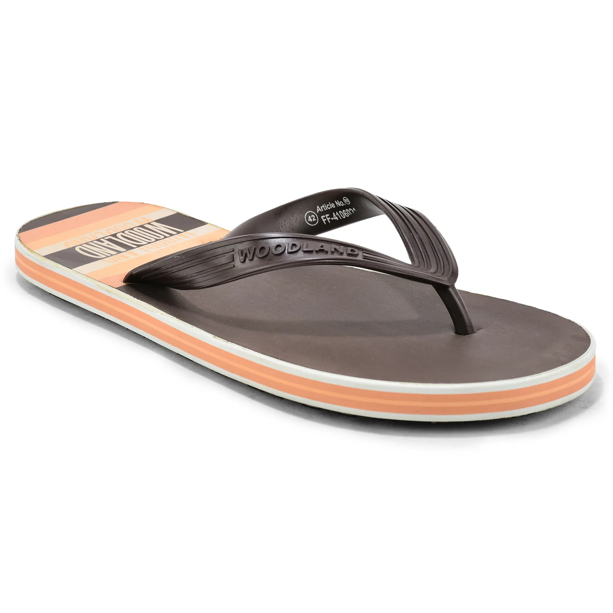 Woodland Men Brown Striped Comfort Flip Flop - Thumbnail 3