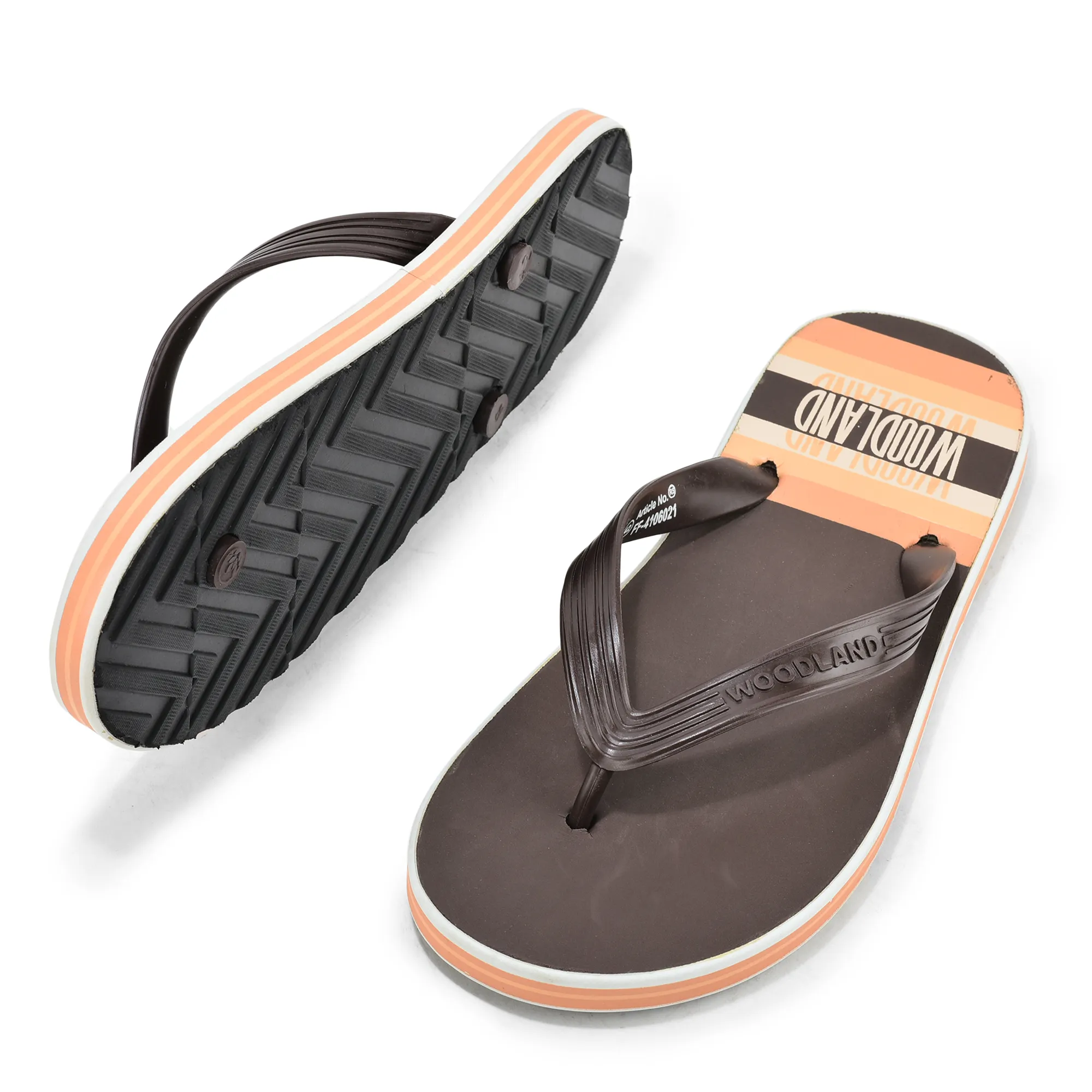Woodland Men Brown Striped Comfort Flip Flop - Thumbnail 5