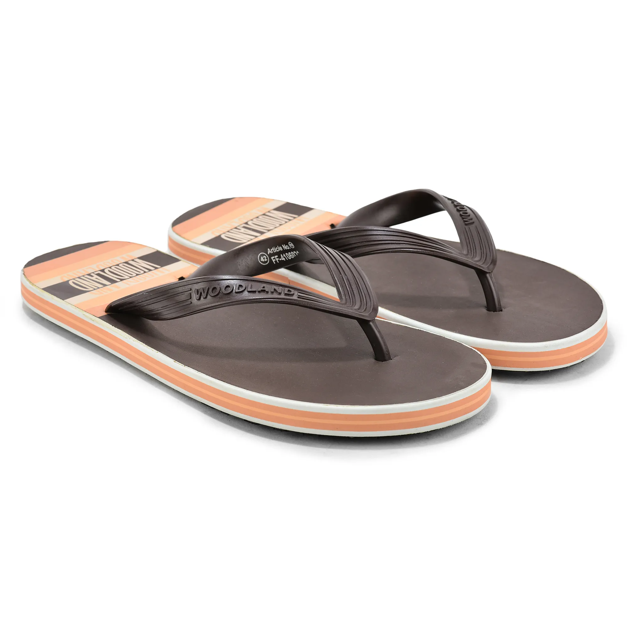 Woodland Men Brown Striped Comfort Flip Flop - Thumbnail 7