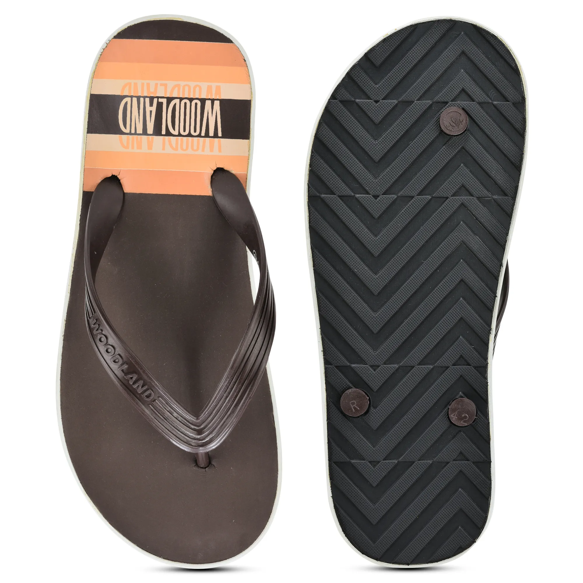 Woodland Men Brown Striped Comfort Flip Flop - Thumbnail 8