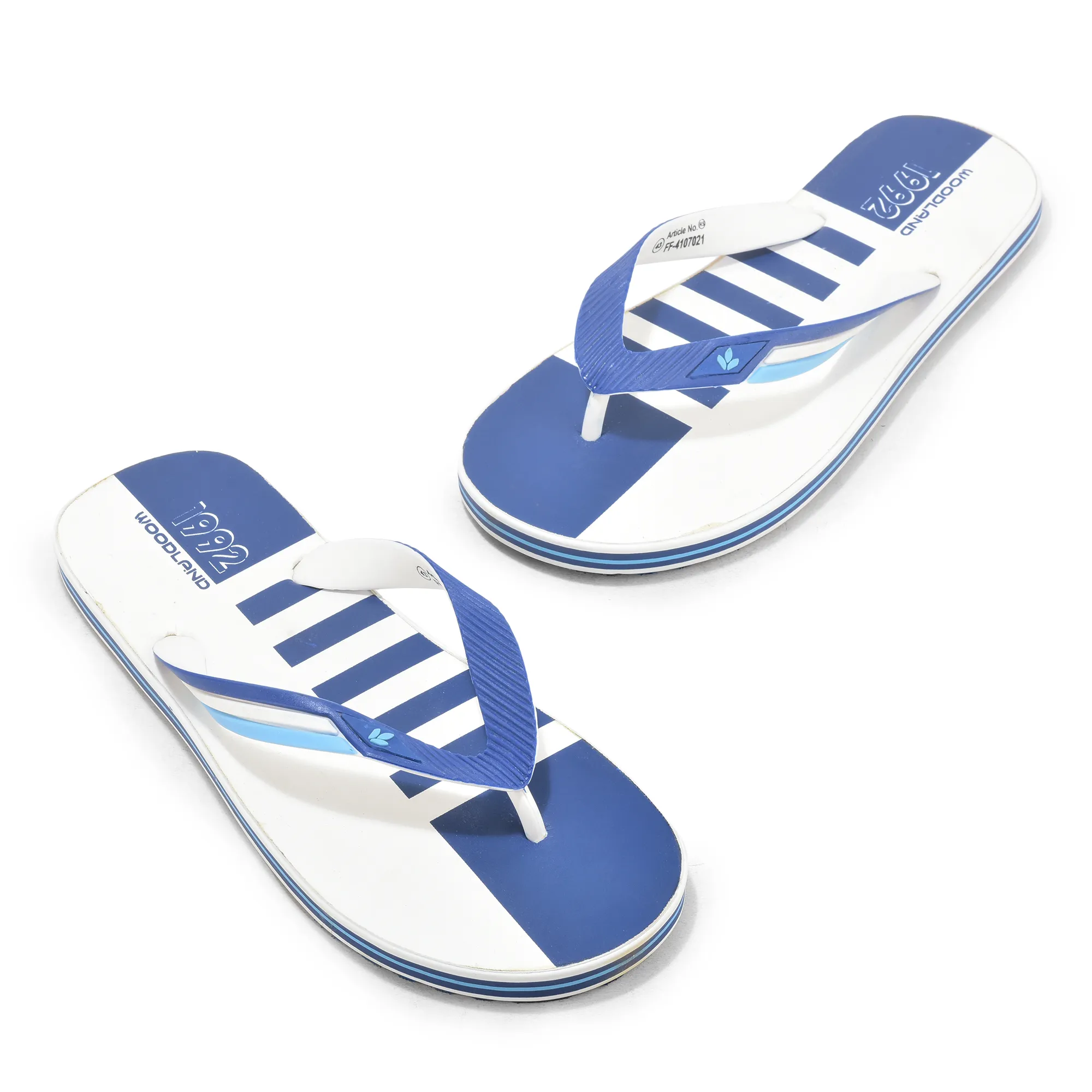 White/Blue Slipper Flip Flops For Men - Thumbnail 2