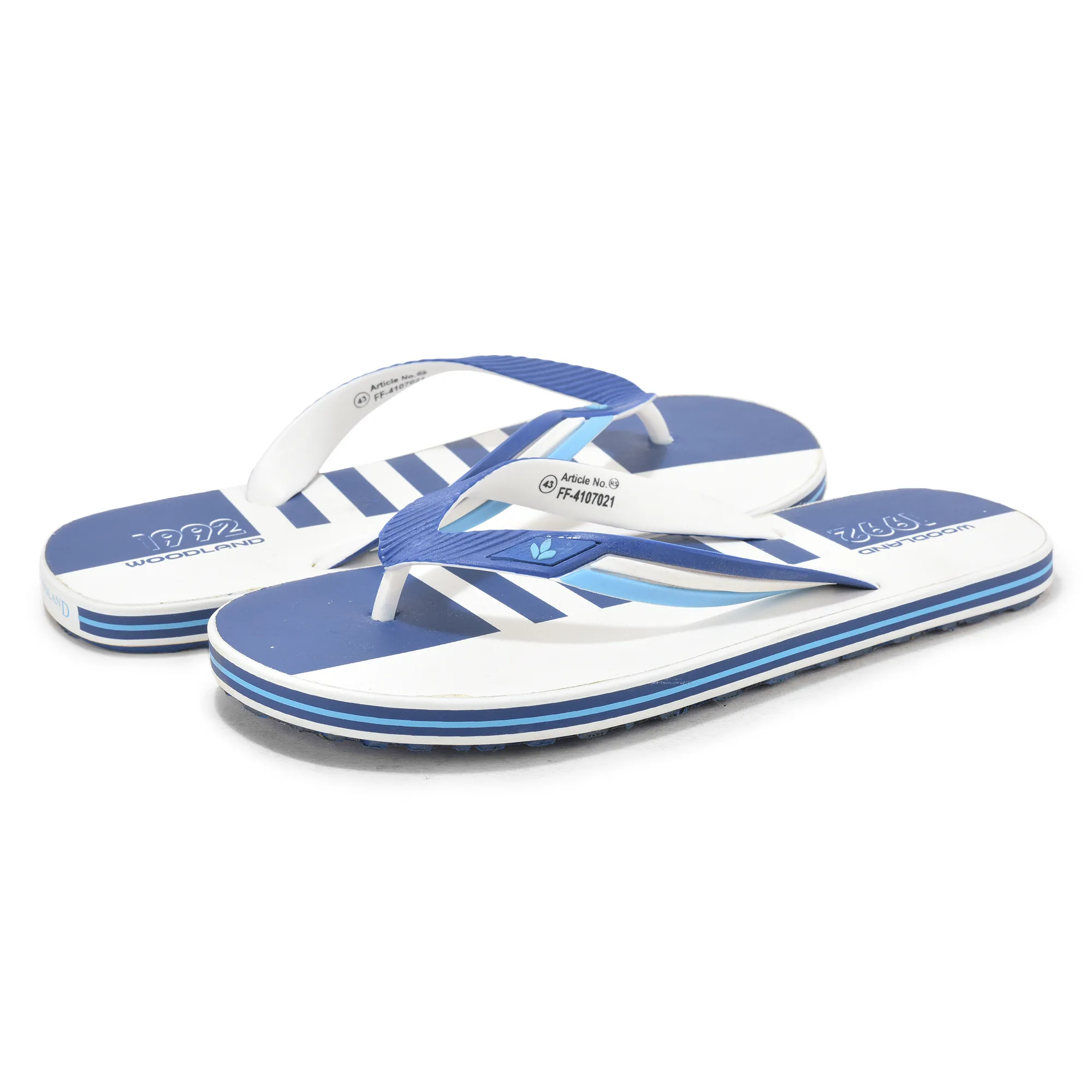 White/Blue Slipper Flip Flops For Men - Thumbnail 3