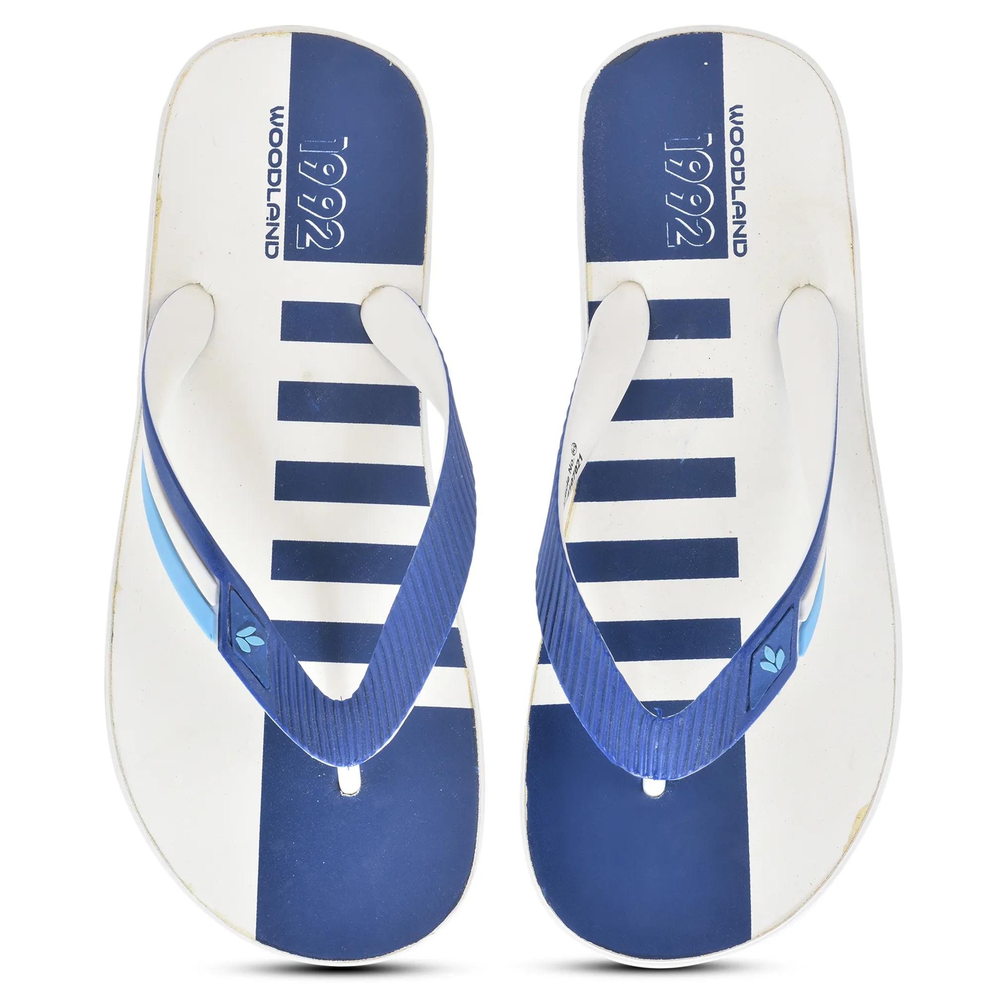 White/Blue Slipper Flip Flops For Men - Thumbnail 4