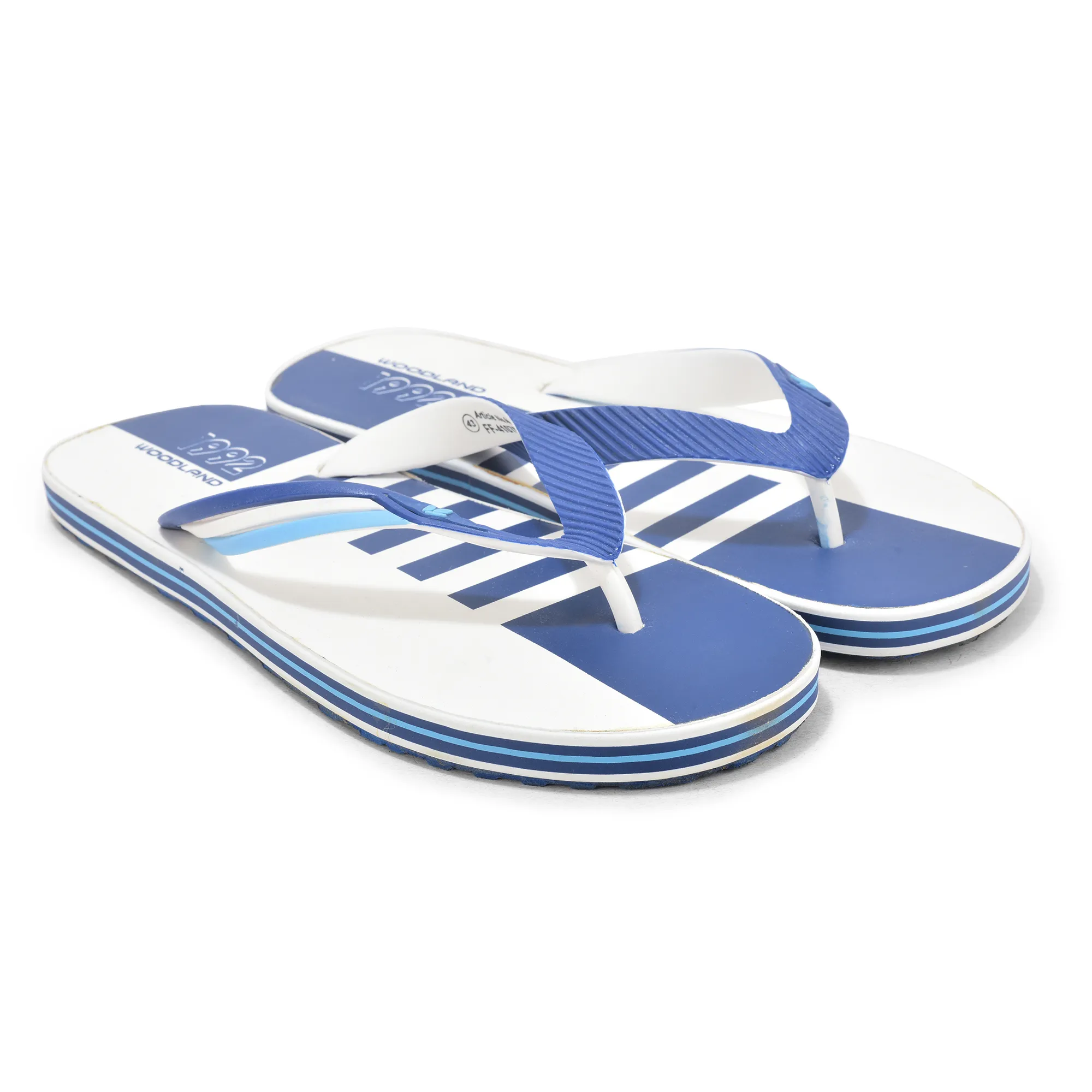 White/Blue Slipper Flip Flops For Men - Thumbnail 7
