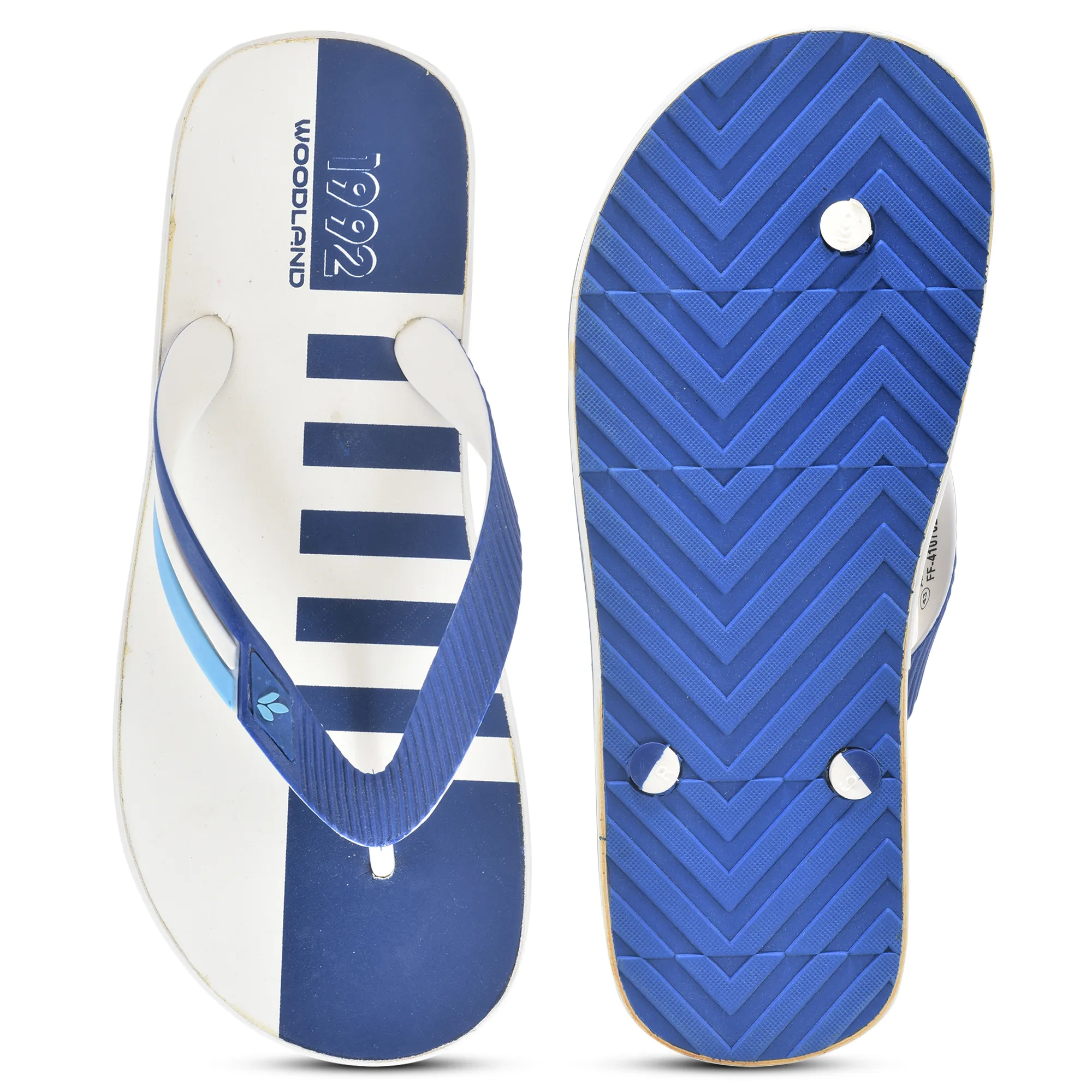 White/Blue Slipper Flip Flops For Men - Thumbnail 8
