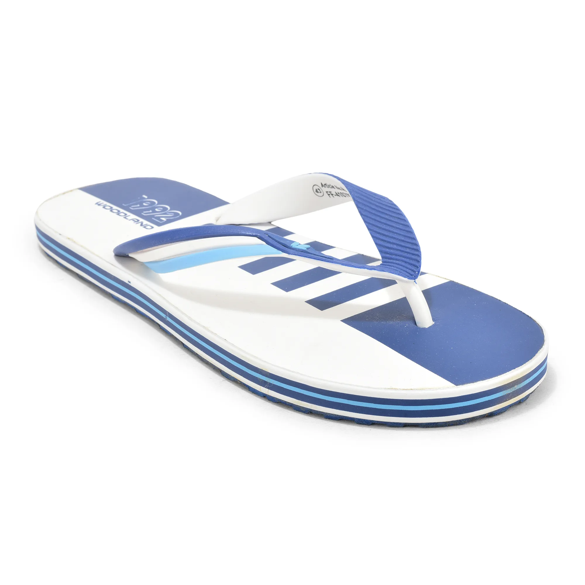White/Blue Slipper Flip Flops For Men - Thumbnail 10