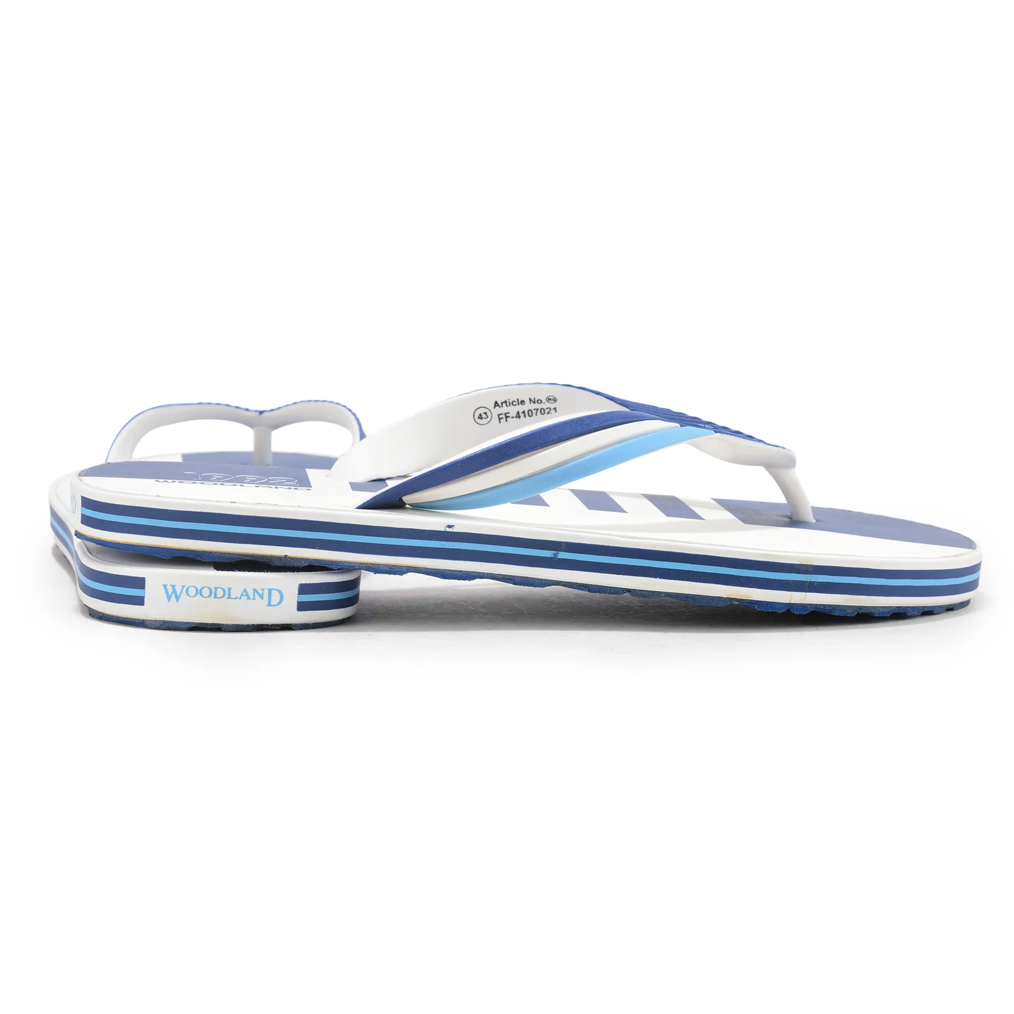 White/Blue Slipper Flip Flops For Men - Thumbnail 11