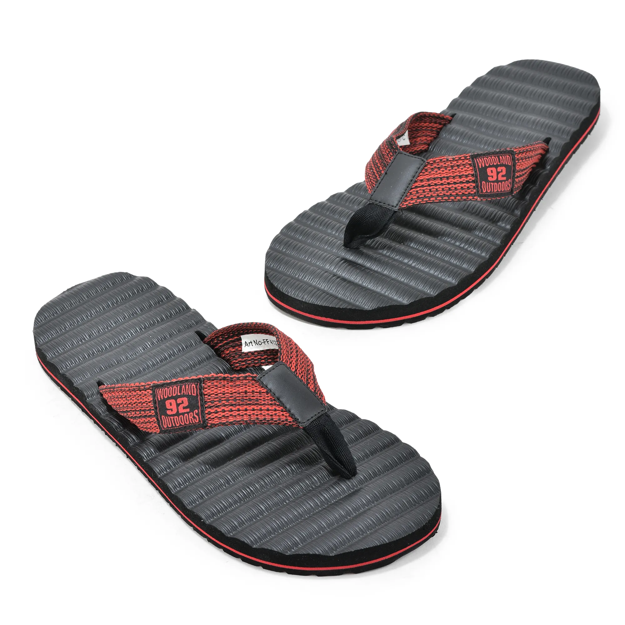 Woodland Men Textured EVA Rubber Flip Flops - Thumbnail 2