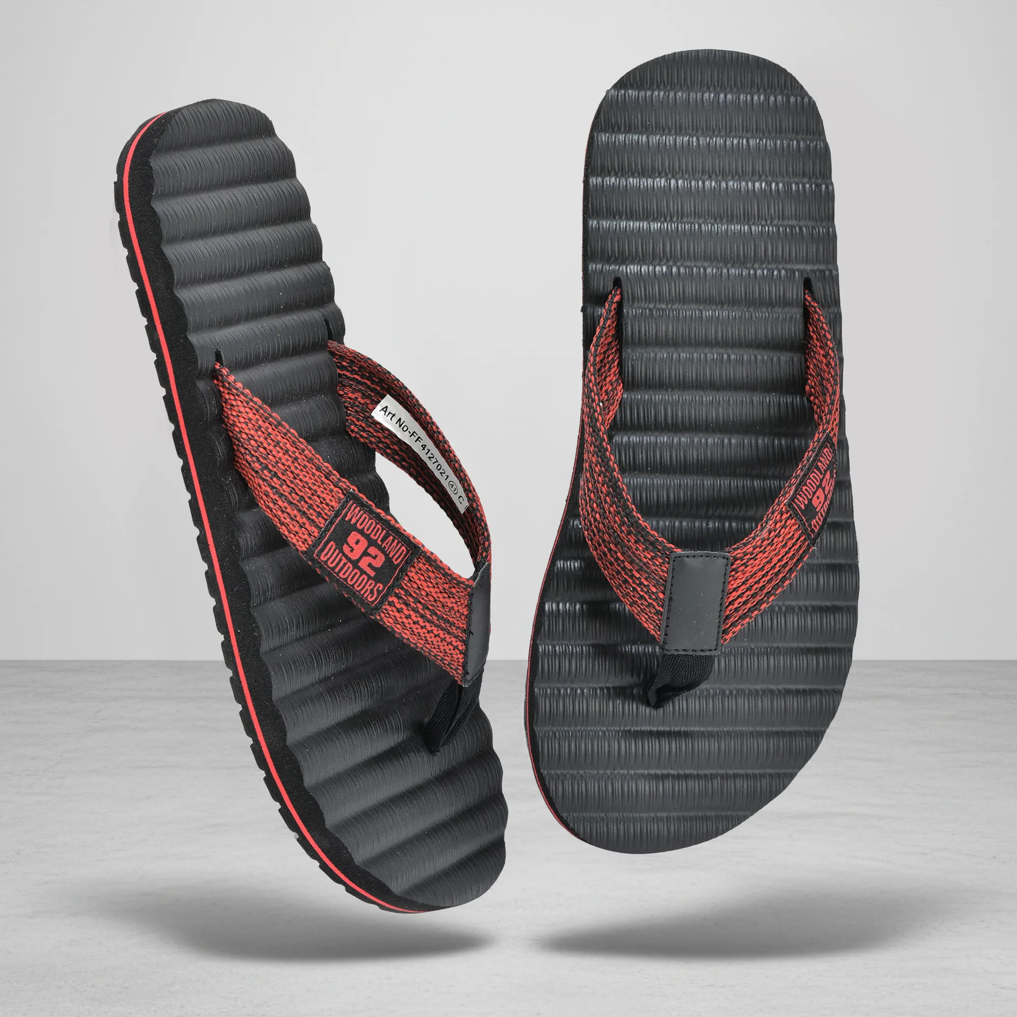 Woodland Men Textured EVA Rubber Flip Flops - Thumbnail 9