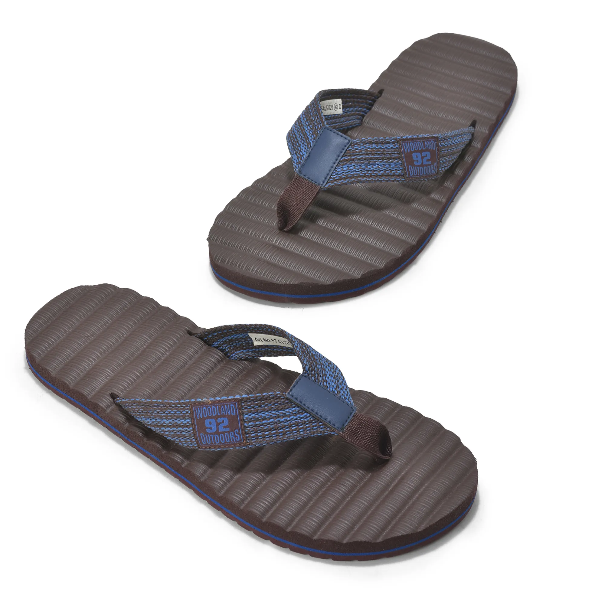 Woodland Men Textured EVA Rubber Flip Flops - Thumbnail 2