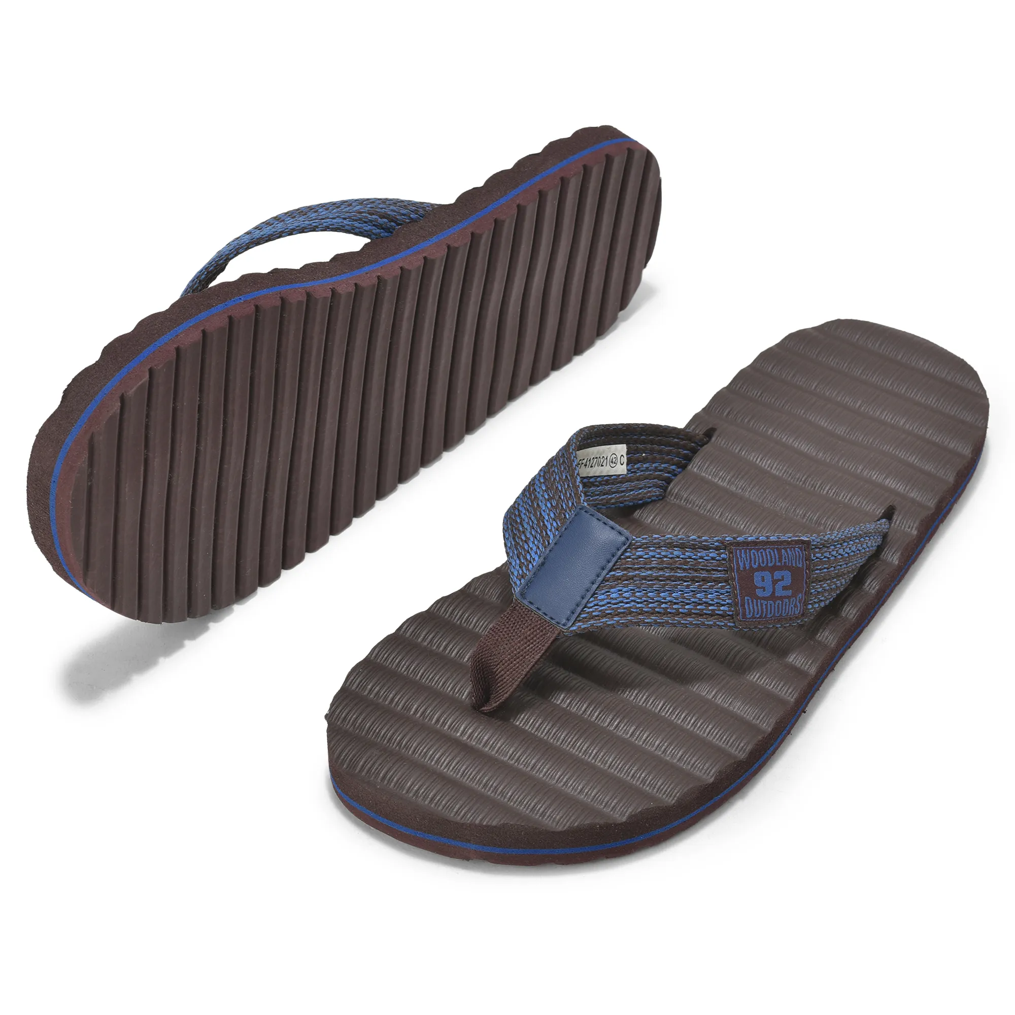 Woodland Men Textured EVA Rubber Flip Flops - Thumbnail 5