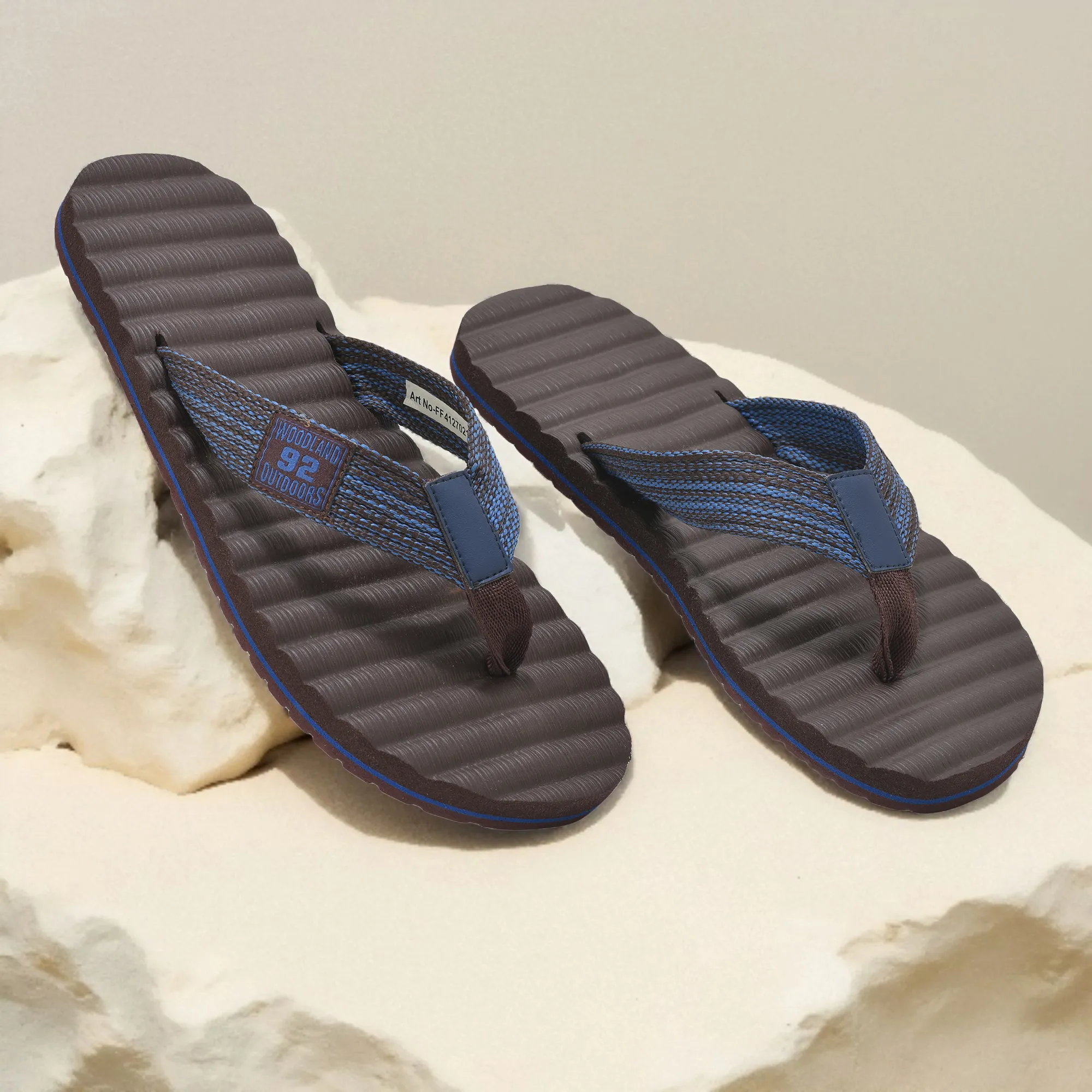 Woodland Men Textured EVA Rubber Flip Flops - Thumbnail 9