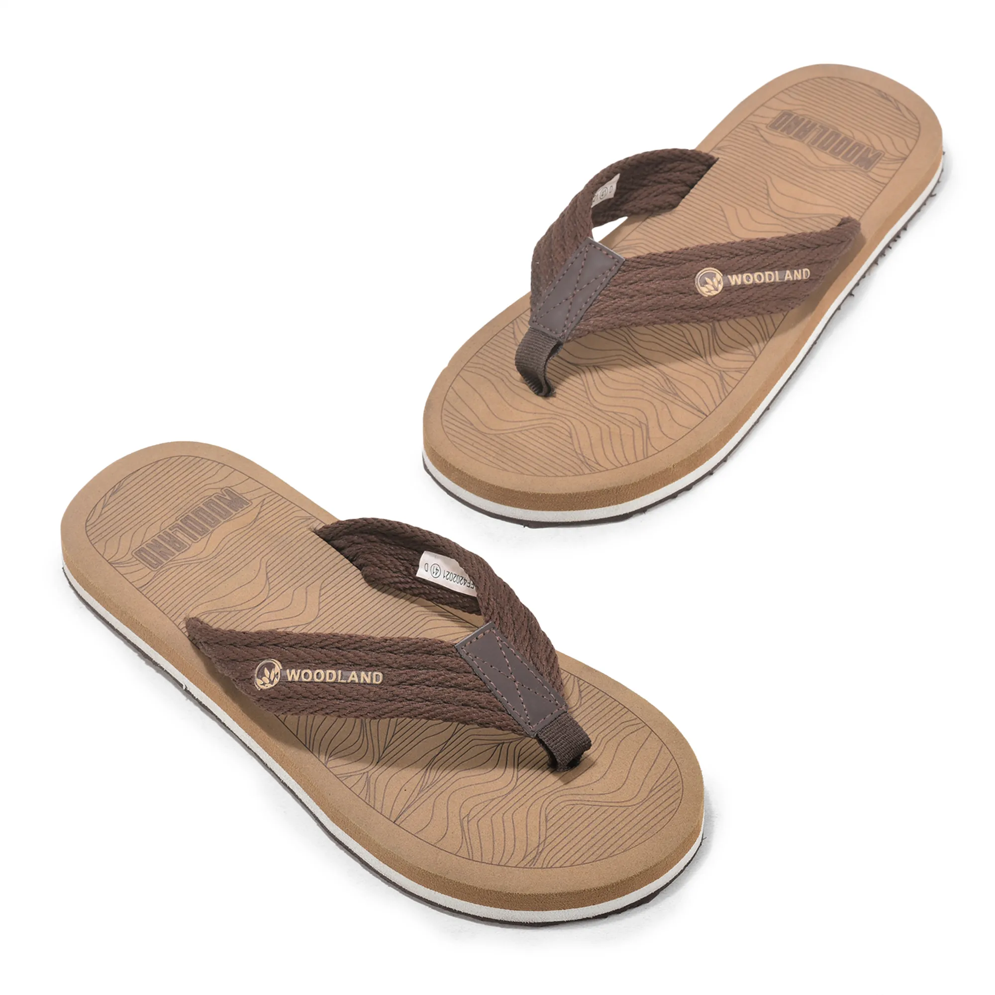 Woodland Brown Slipper Flip Flops For Men - Thumbnail 2