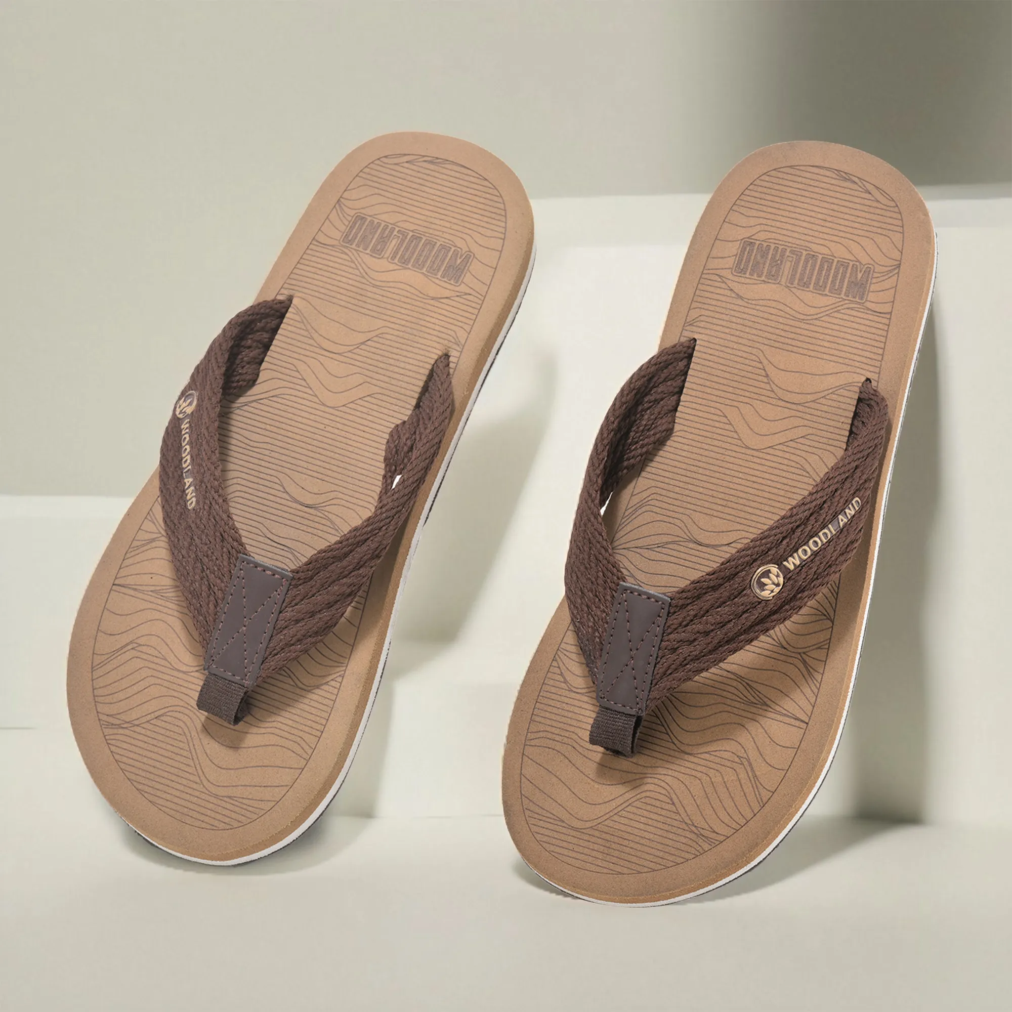 Woodland Brown Slipper Flip Flops For Men - Thumbnail 9
