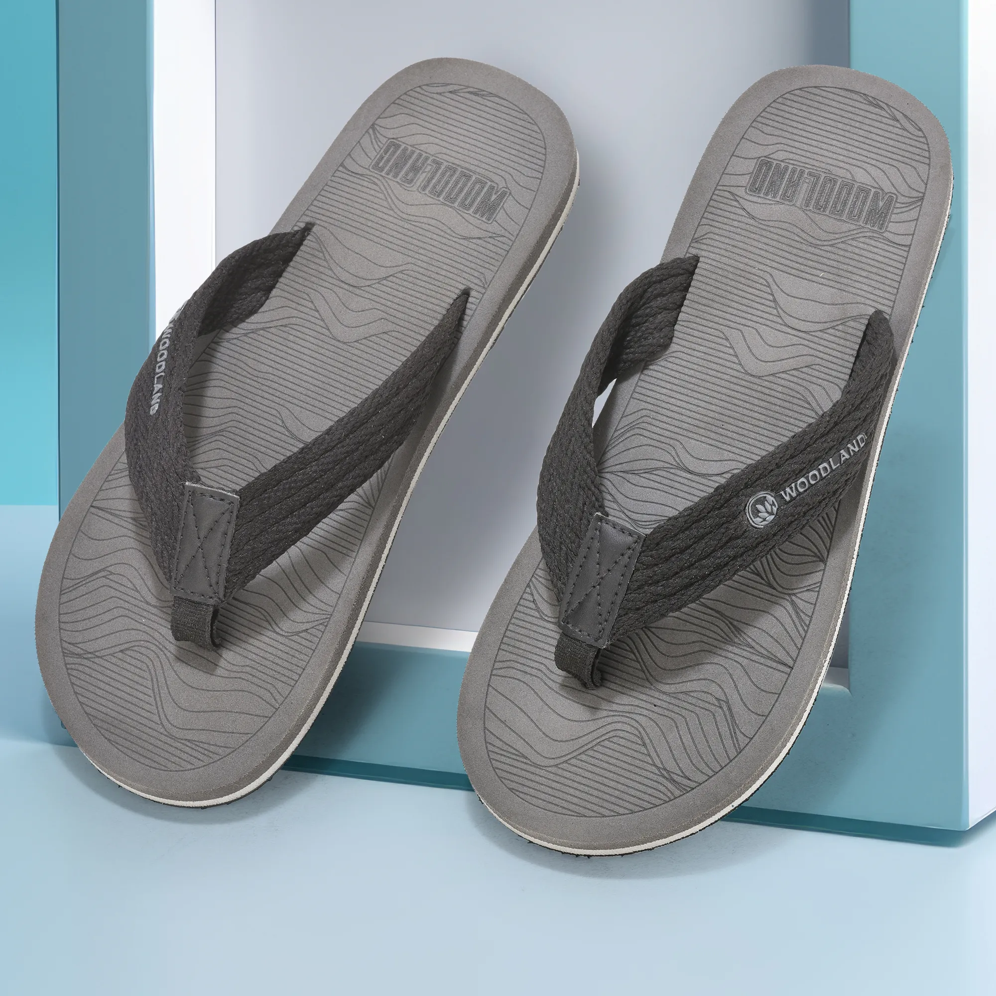 Woodland Grey Slipper Flip Flops For Men - Thumbnail 9