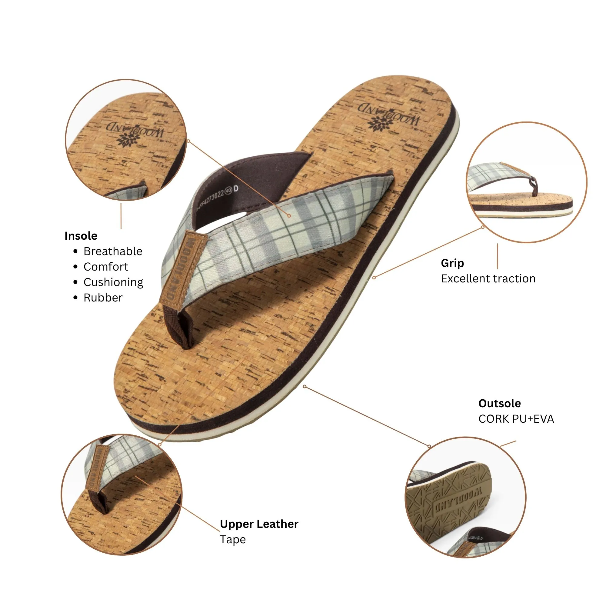 Khaki Eva Slipper Flip Flops For Men - Thumbnail 5
