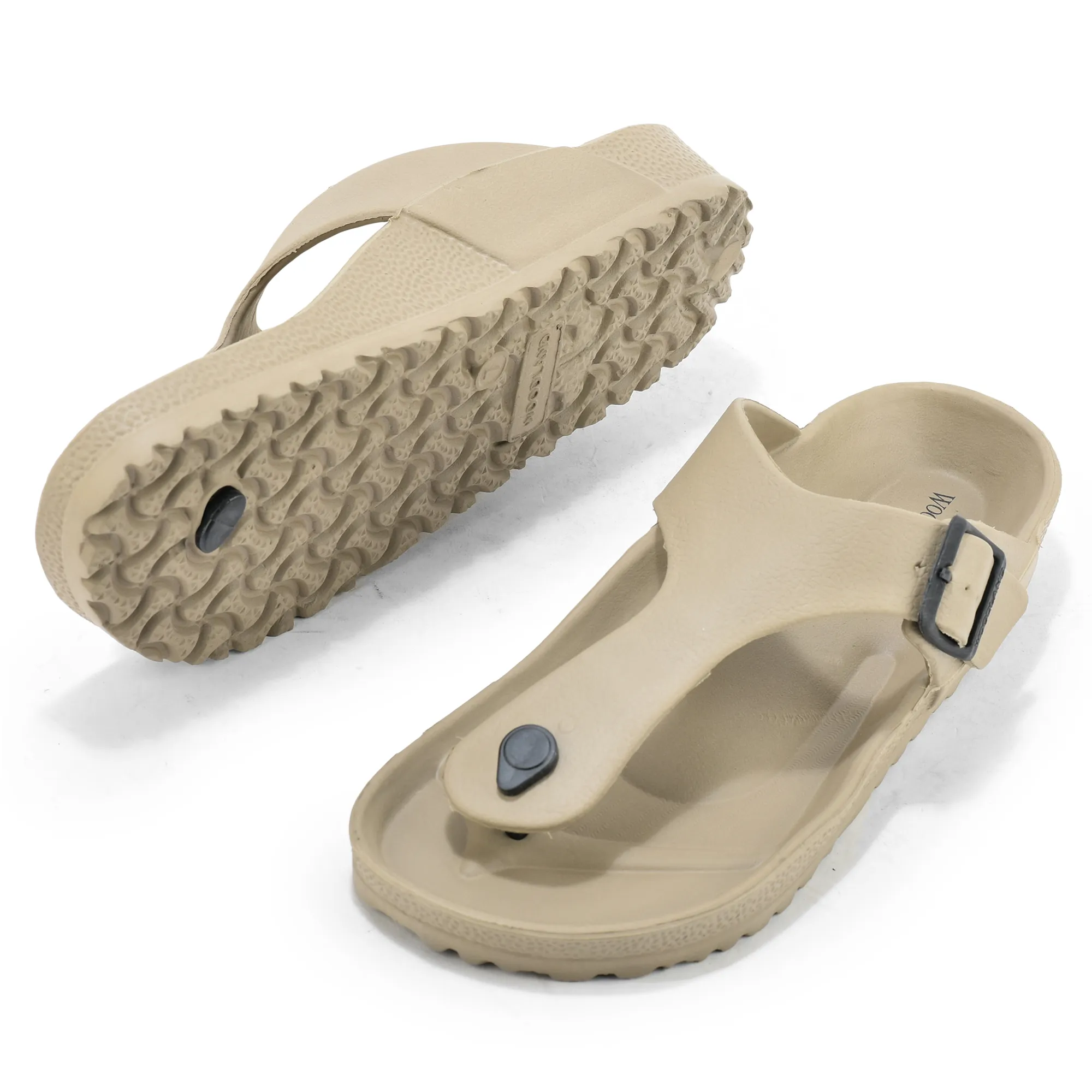 Beige Leather Sandal for Men - Thumbnail 5