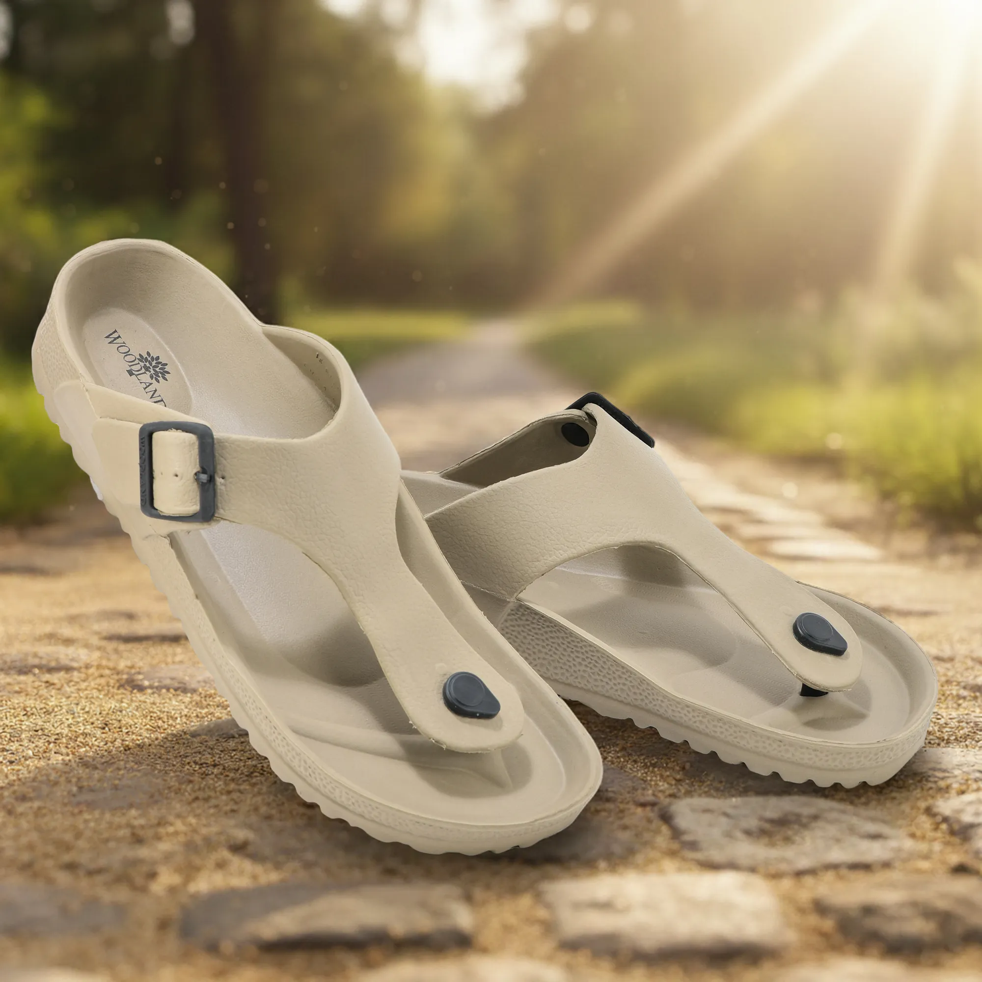 Beige Leather Sandal for Men - Thumbnail 9