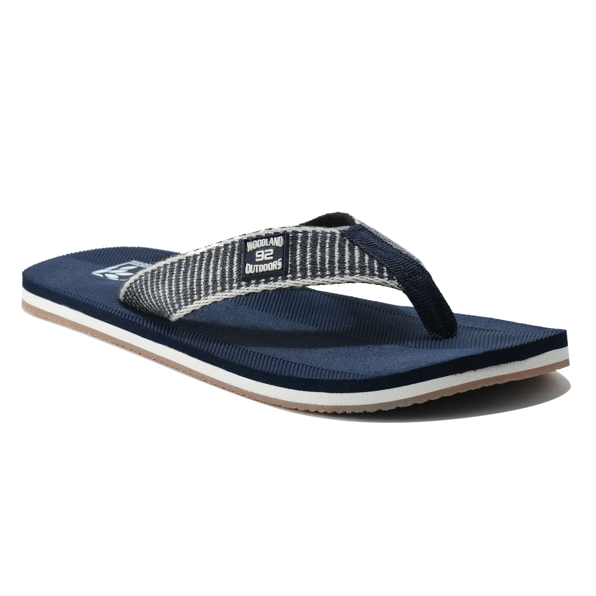 Men Navy EVA Flip-Flop Slippers with Textured Sole - Thumbnail 4