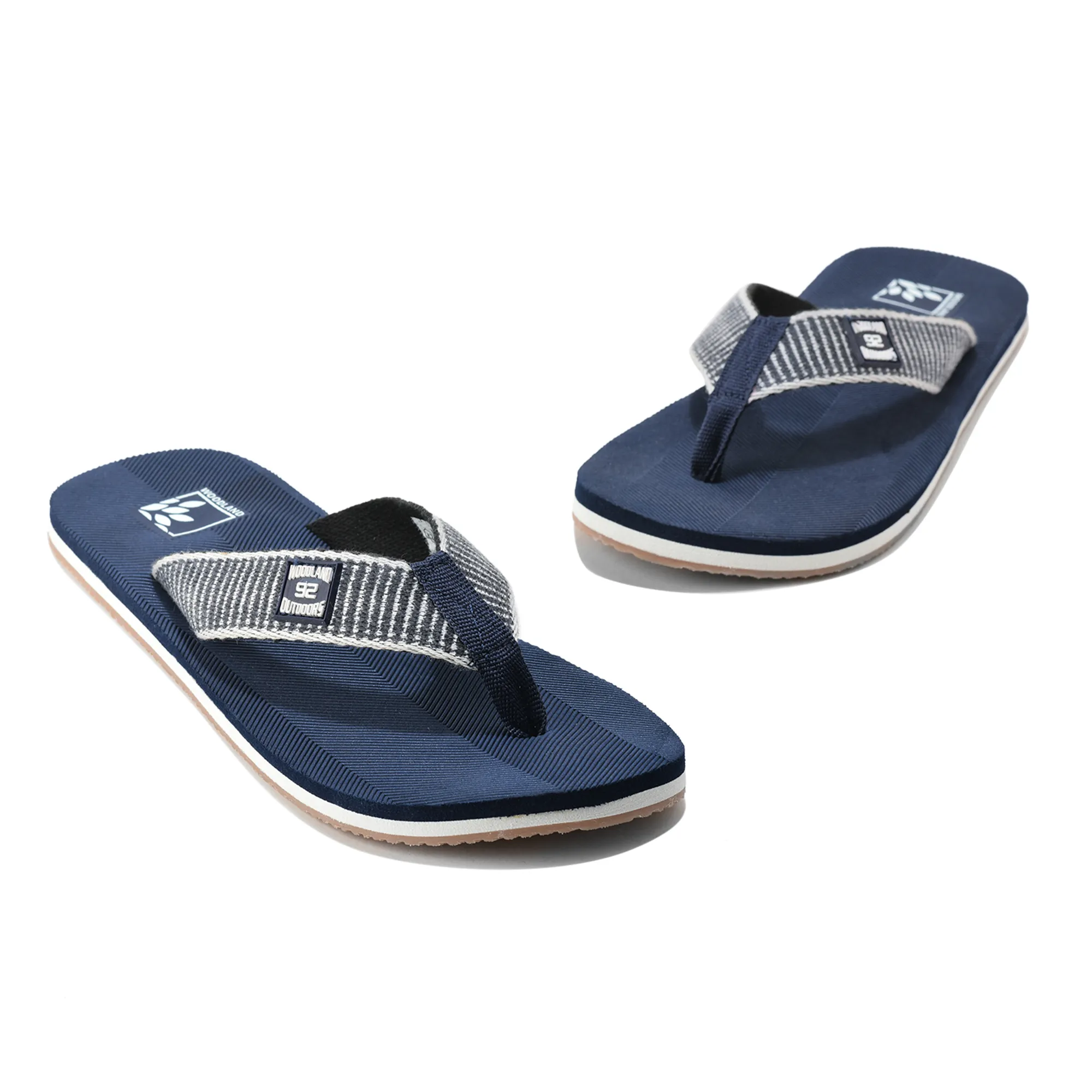 Men Navy EVA Flip-Flop Slippers with Textured Sole - Thumbnail 5