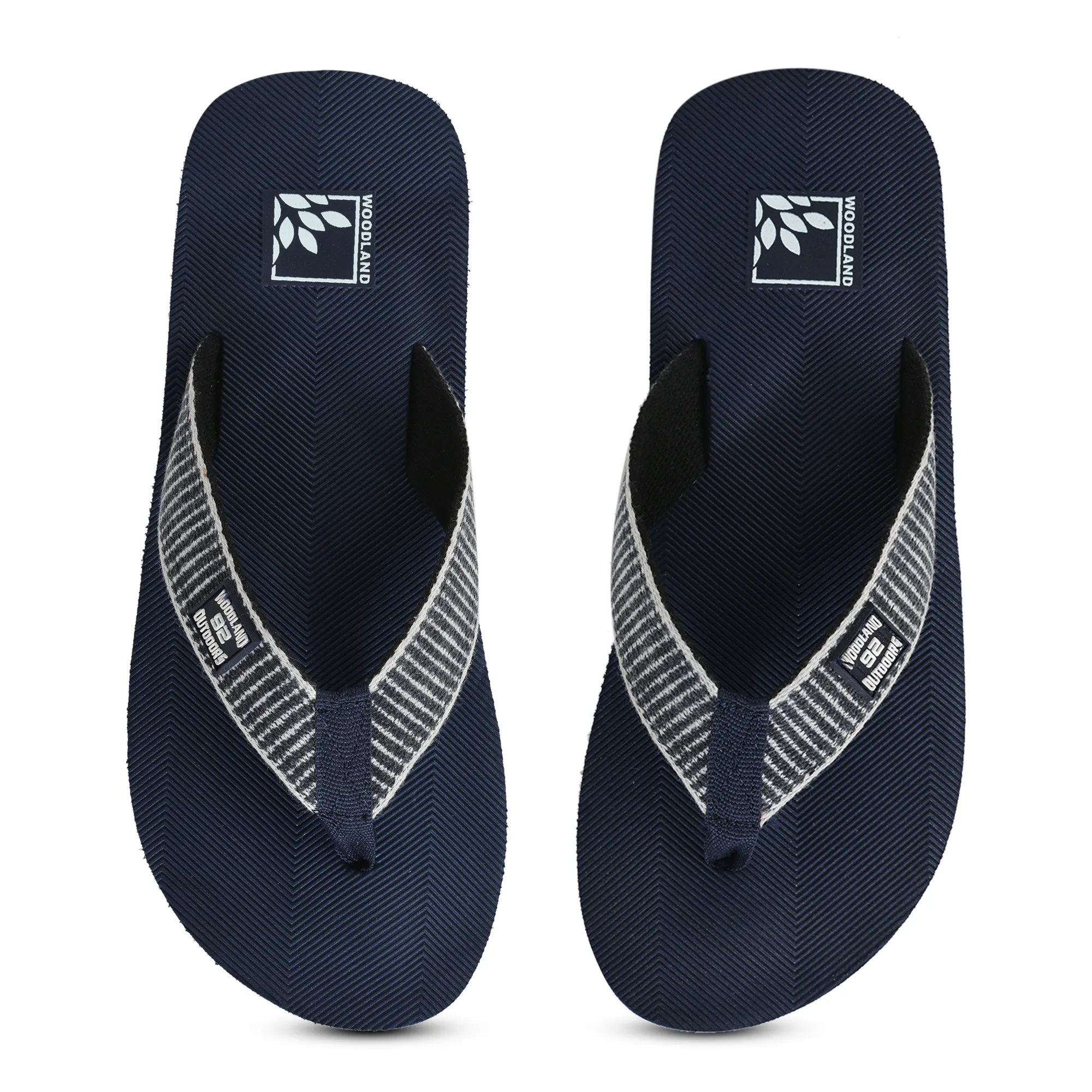 Men Navy EVA Flip-Flop Slippers with Textured Sole - Thumbnail 6