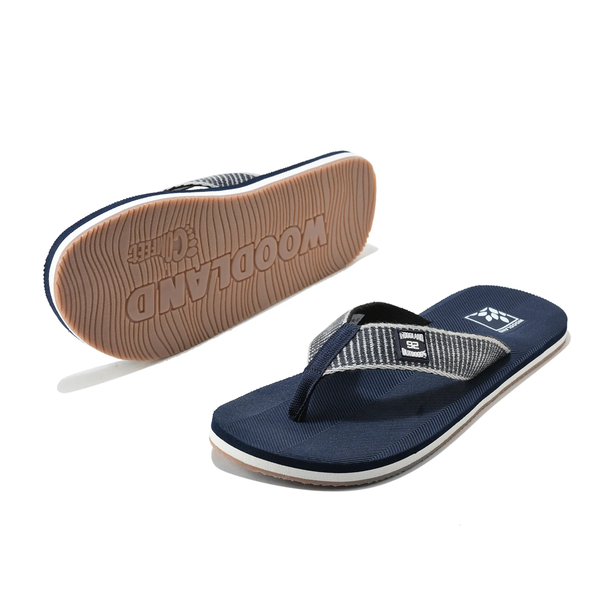Men Navy EVA Flip-Flop Slippers with Textured Sole - Thumbnail 7