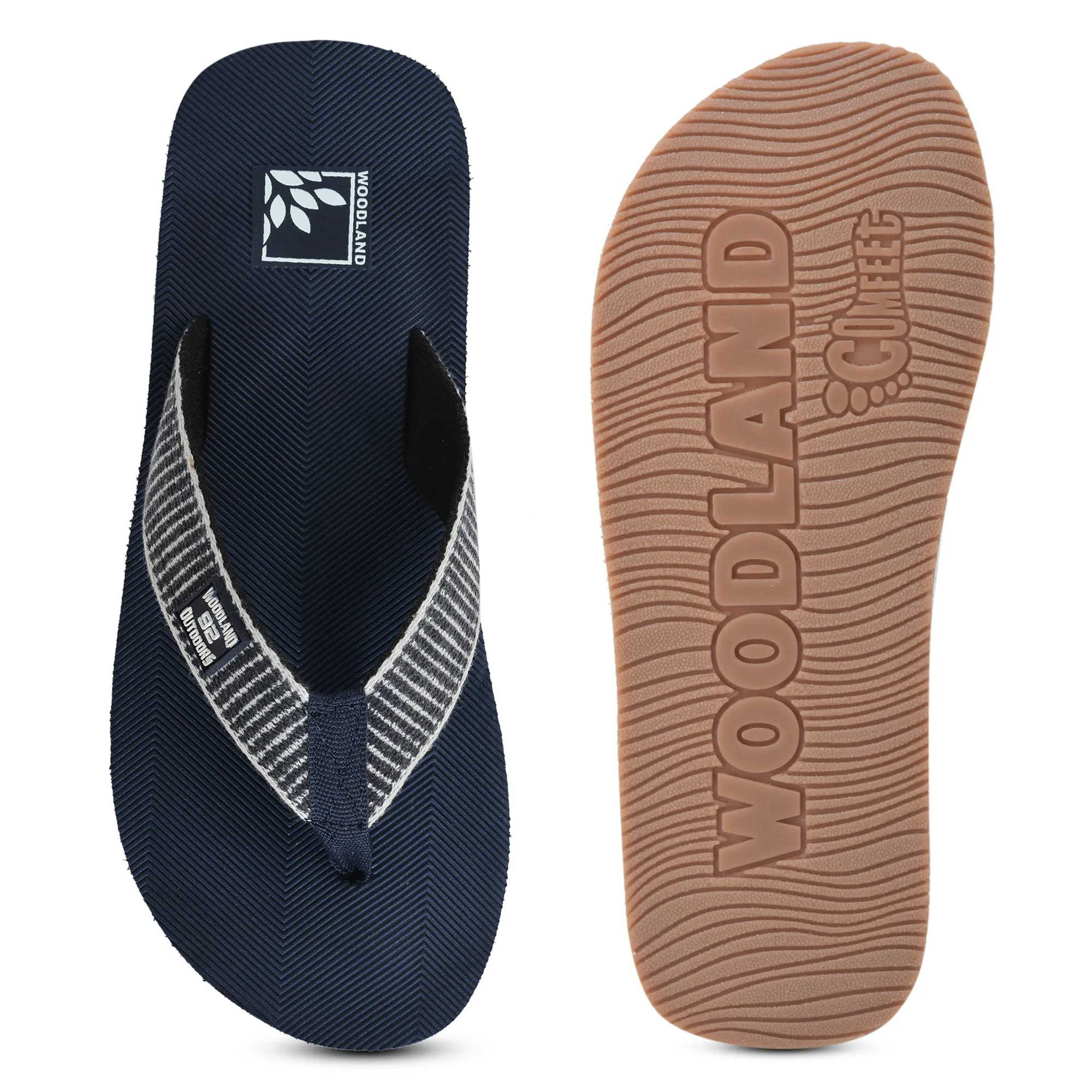 Men Navy EVA Flip-Flop Slippers with Textured Sole - Thumbnail 10