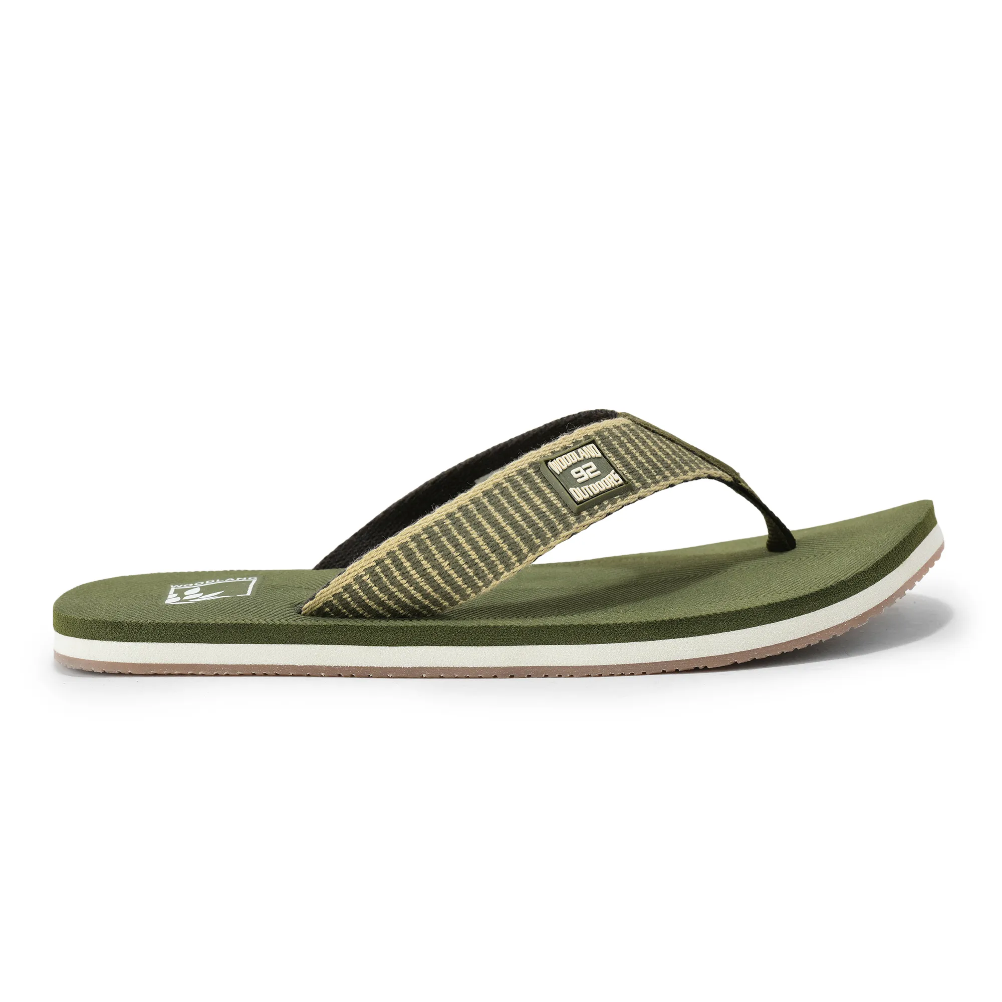 Men Olive EVA Flip-Flop Slippers with Textured Sole - Thumbnail 2