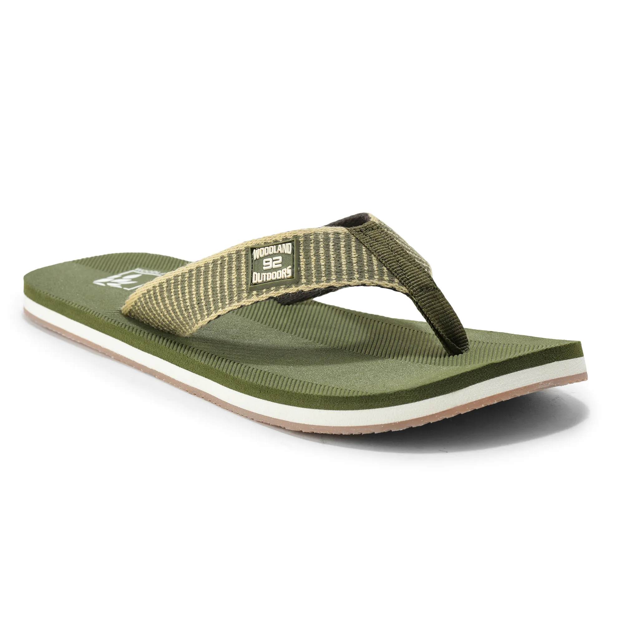 Men Olive EVA Flip-Flop Slippers with Textured Sole - Thumbnail 3