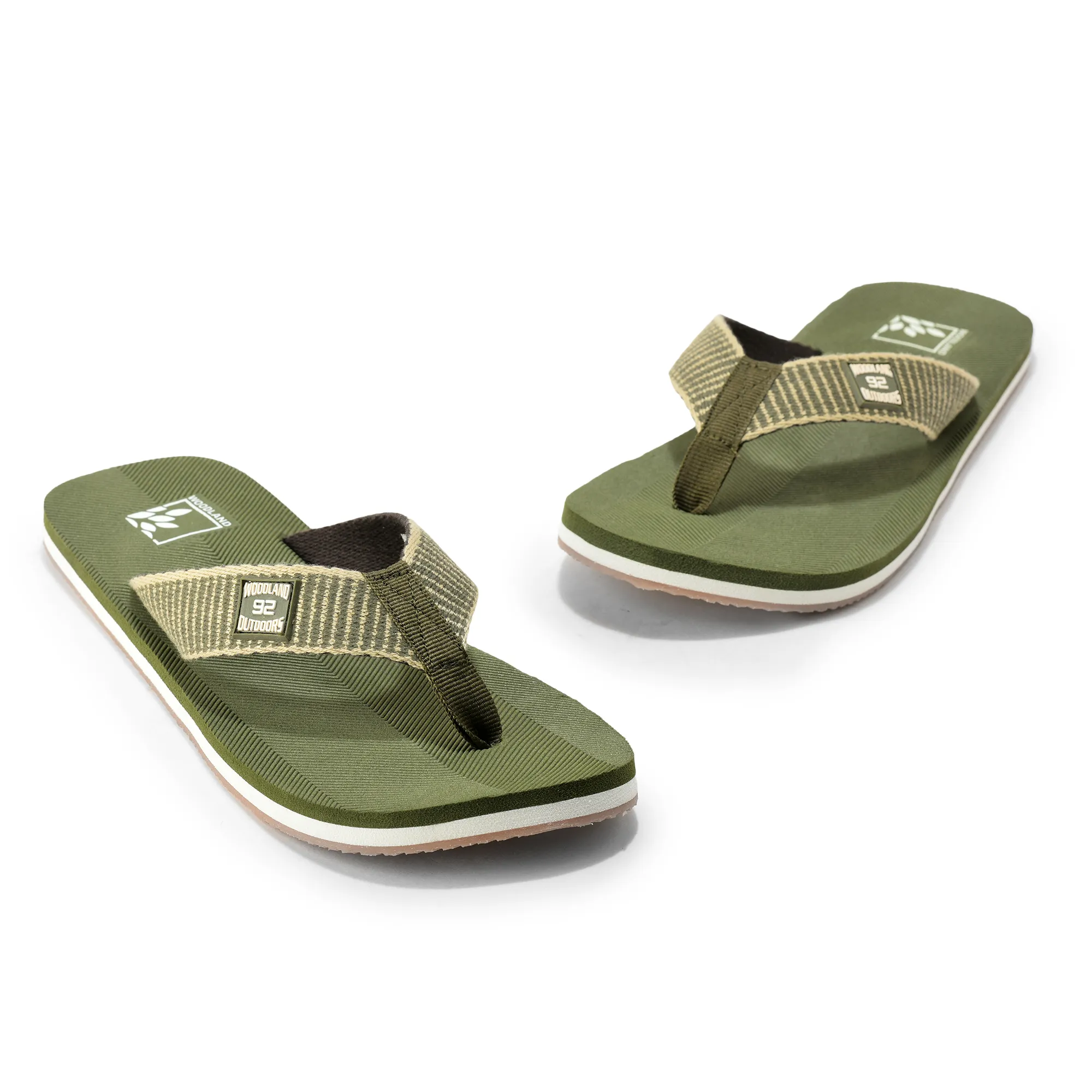 Men Olive EVA Flip-Flop Slippers with Textured Sole - Thumbnail 4