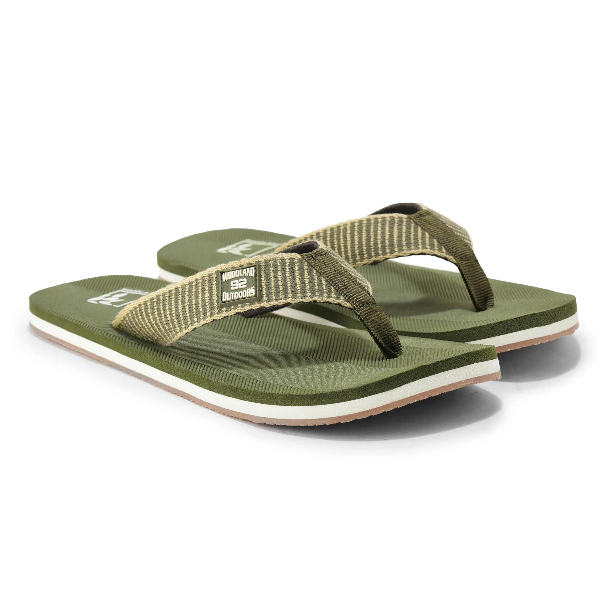 Men Olive EVA Flip-Flop Slippers with Textured Sole - Thumbnail 8