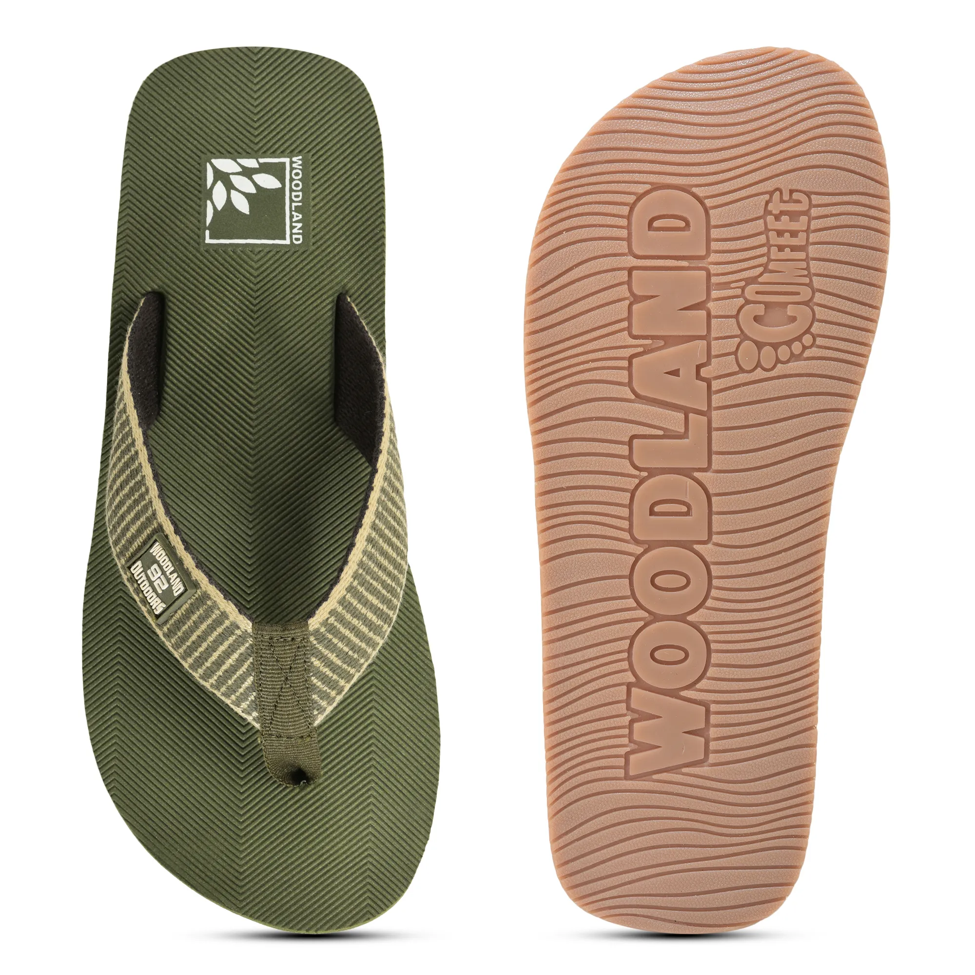 Men Olive EVA Flip-Flop Slippers with Textured Sole - Thumbnail 9