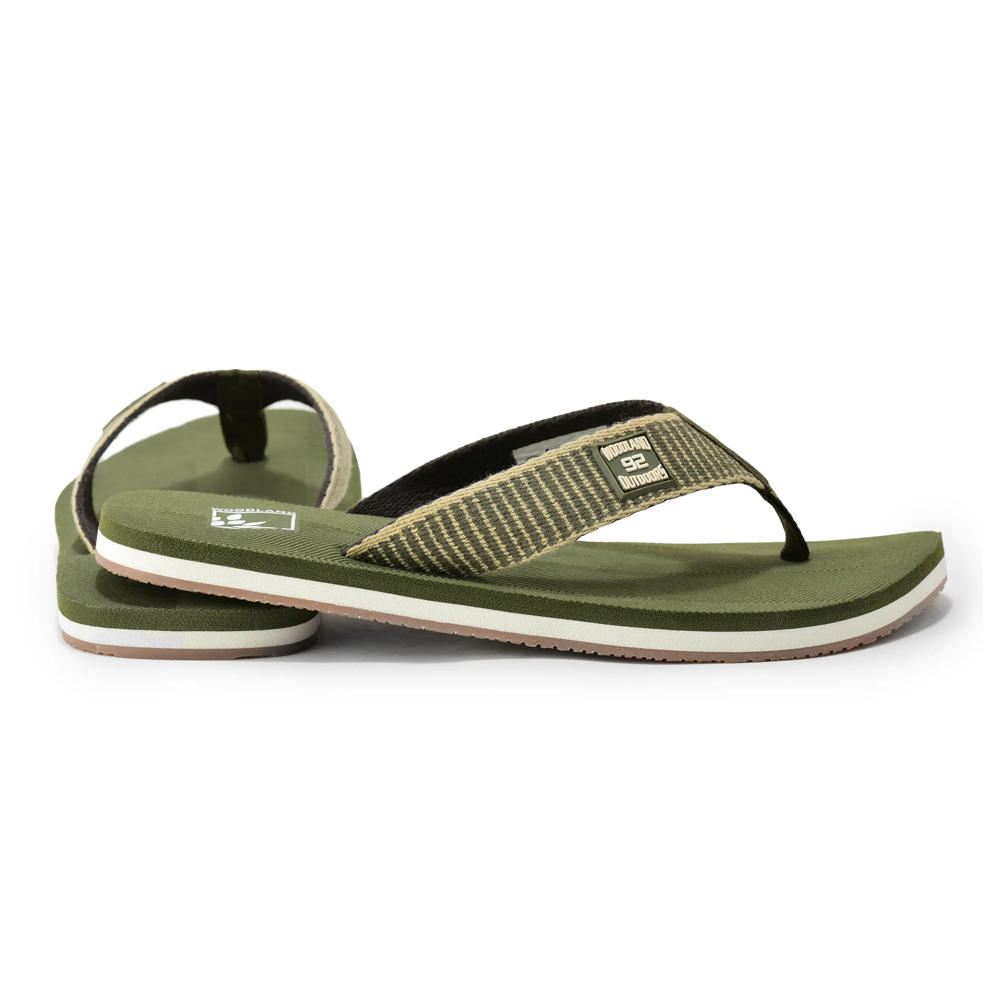 Men Olive EVA Flip-Flop Slippers with Textured Sole - Thumbnail 10