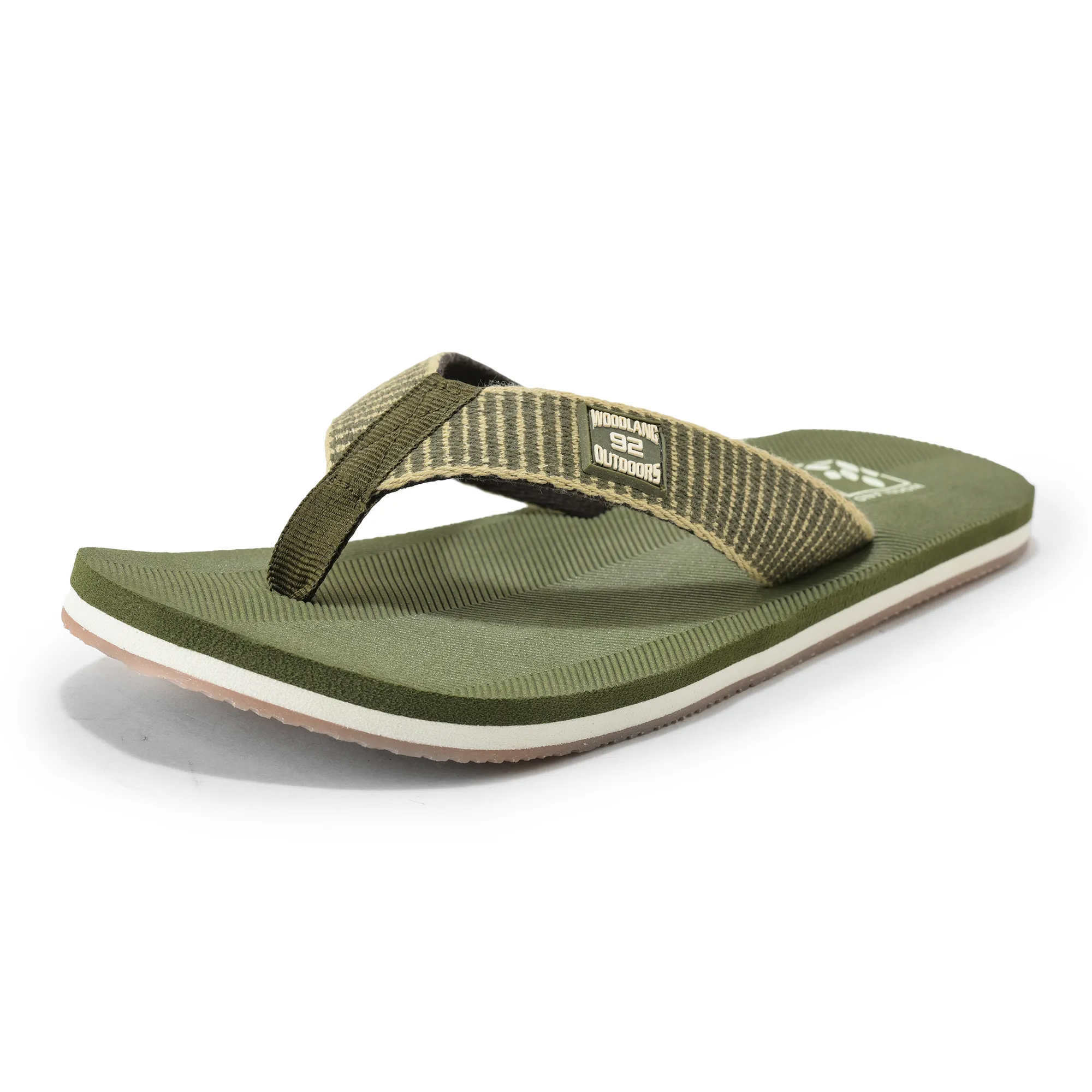 Men Olive EVA Flip-Flop Slippers with Textured Sole - Thumbnail 11
