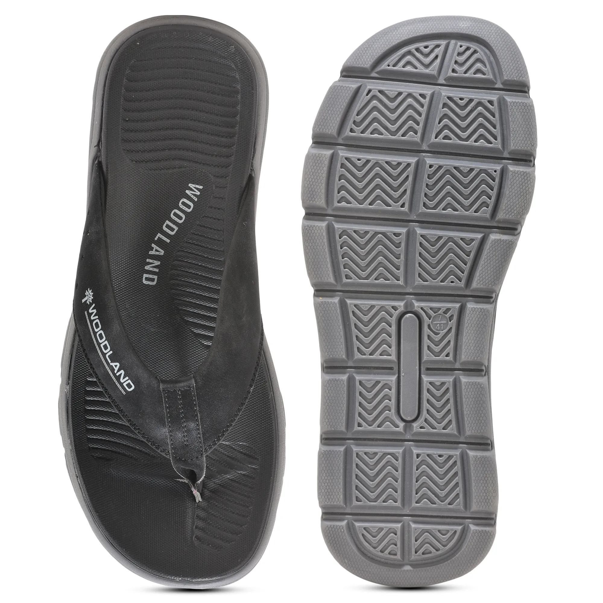 Woodland Black Sports Slippers For Men - Thumbnail 8