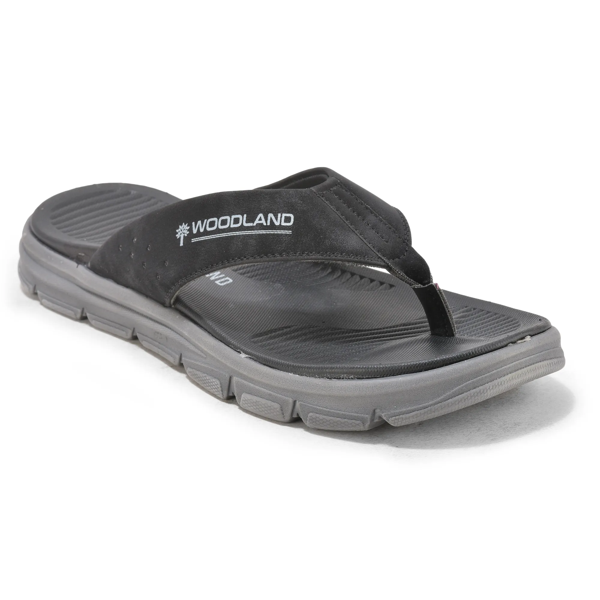 Woodland Black Sports Slippers For Men - Thumbnail 10