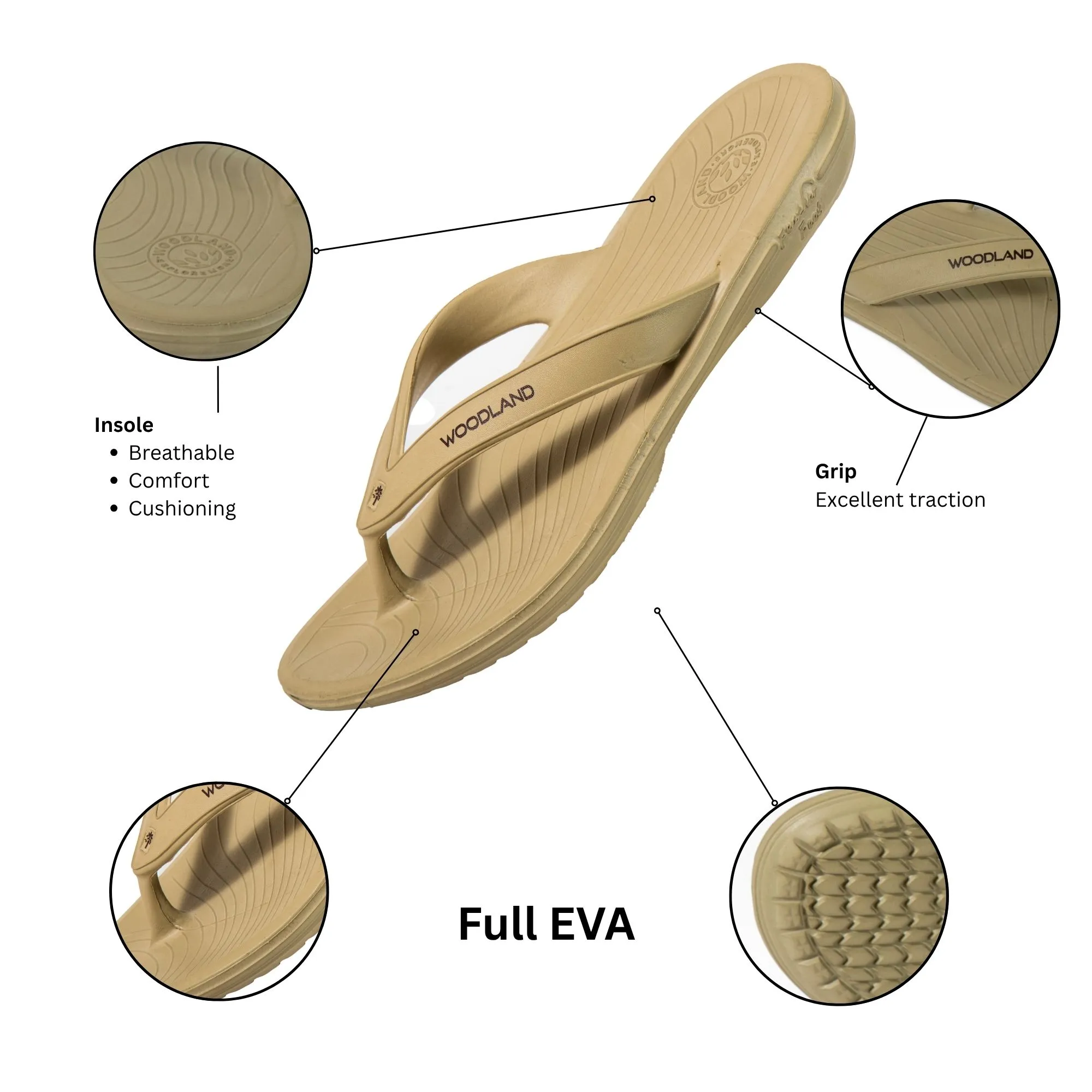 Khaki Mens Slipper Flip Flop - Thumbnail 8