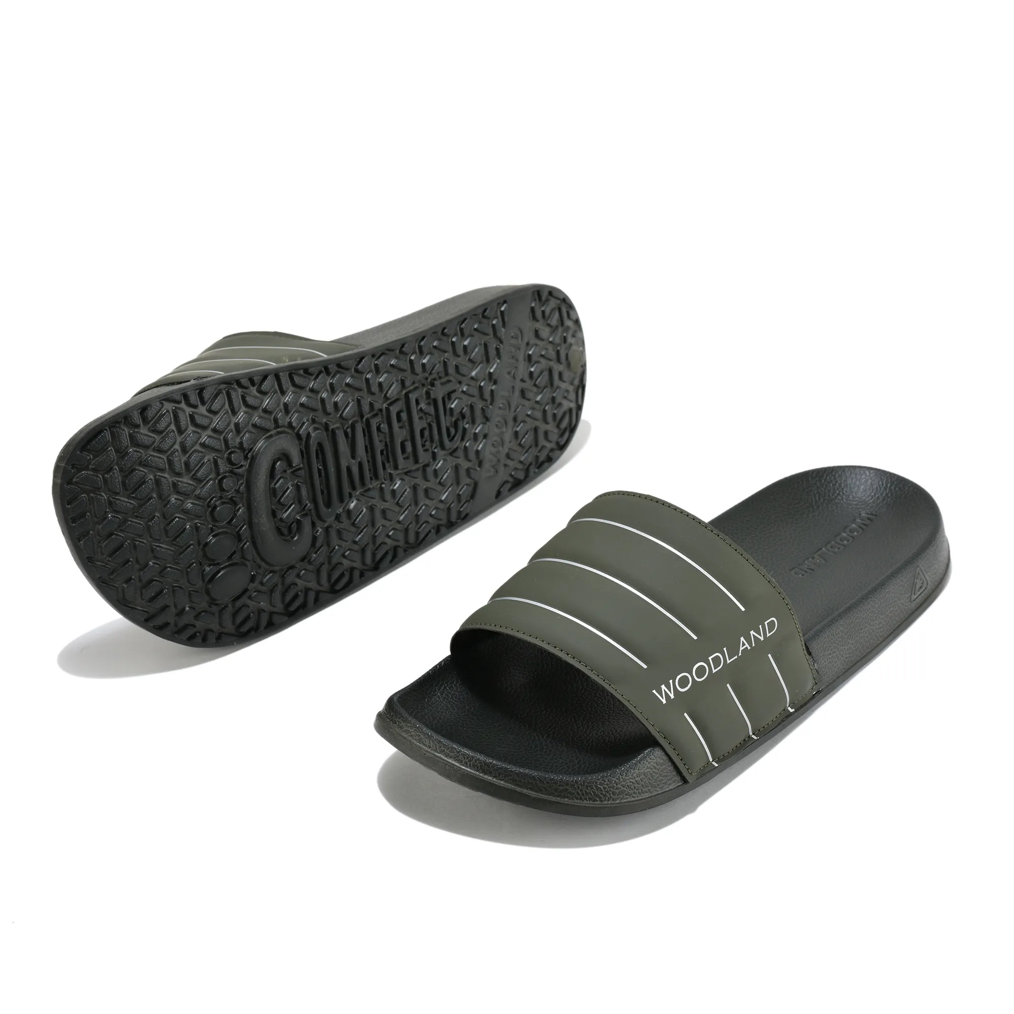 Men Olive EVA Lightweight Comfort Slippers - Thumbnail 6