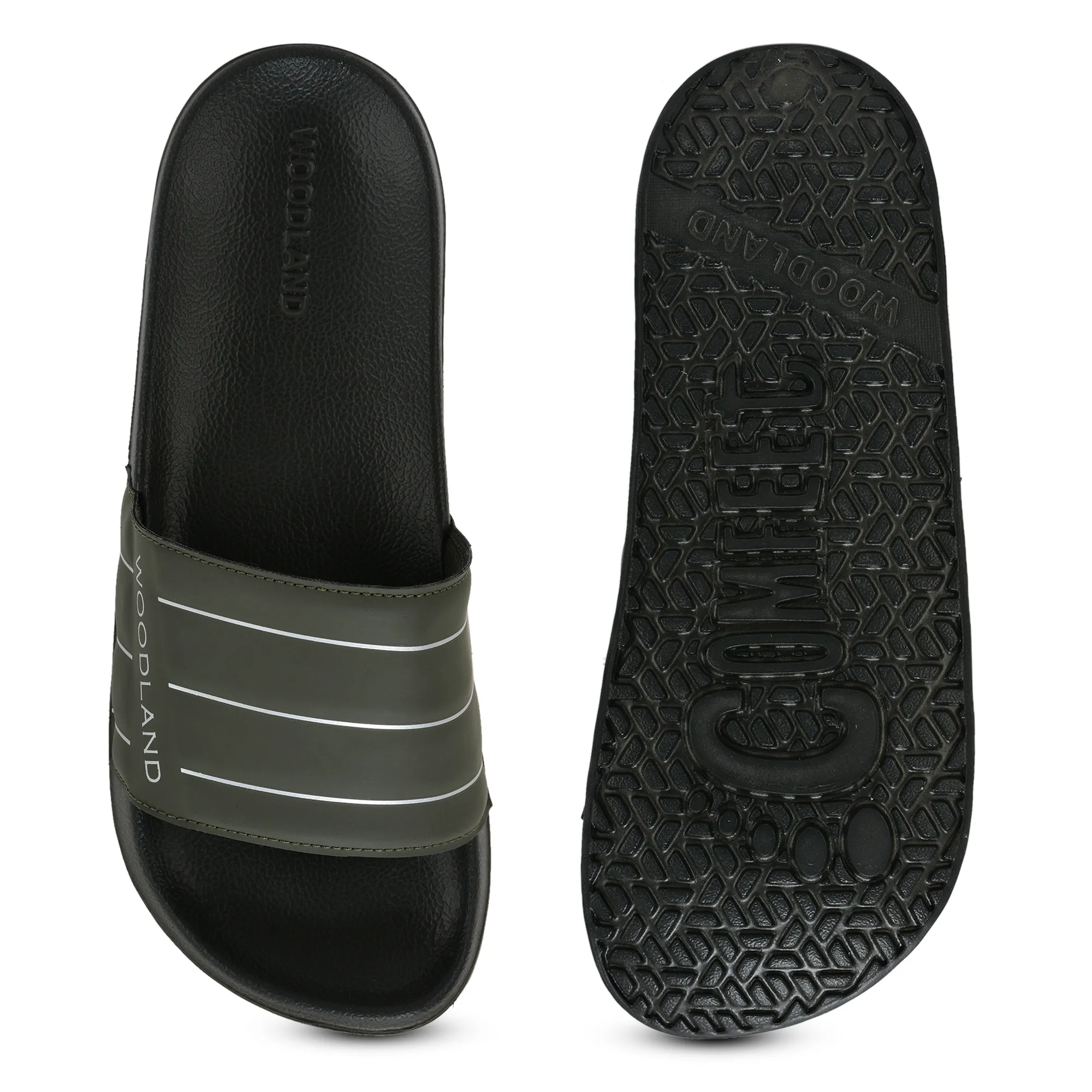 Men Olive EVA Lightweight Comfort Slippers - Thumbnail 9