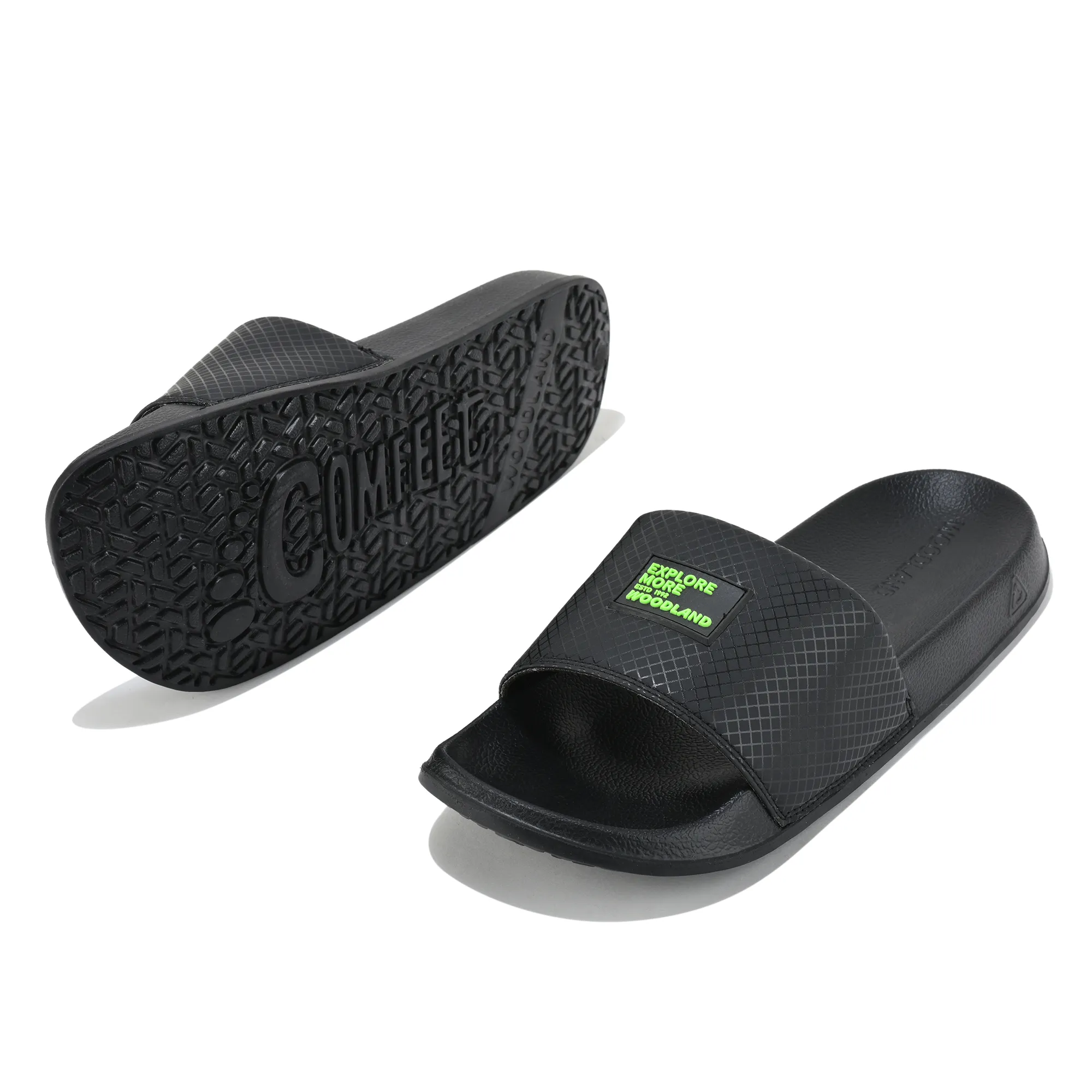 Woodland Men's Black Smooth Step Sliders - Thumbnail 6