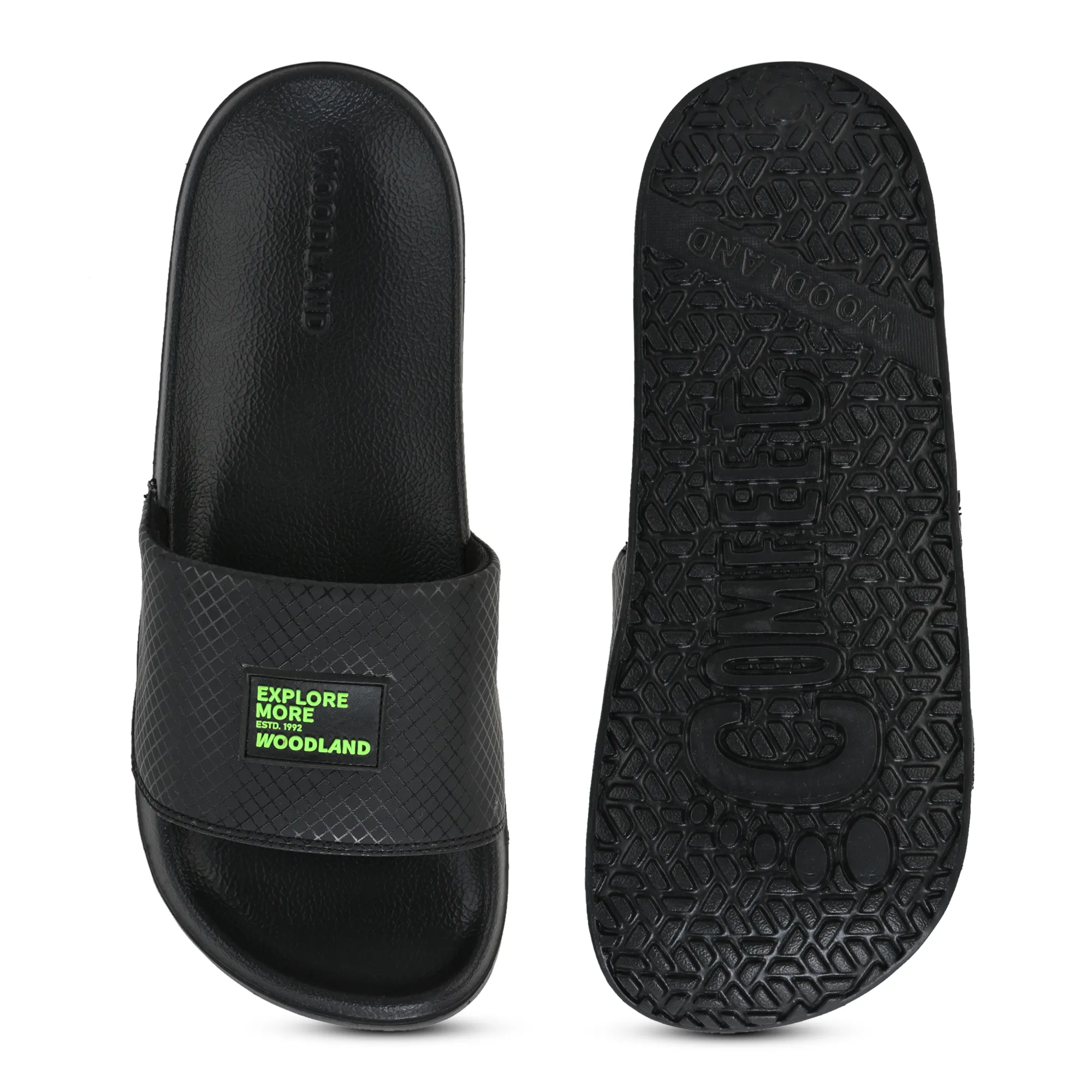Woodland Men's Black Smooth Step Sliders - Thumbnail 9